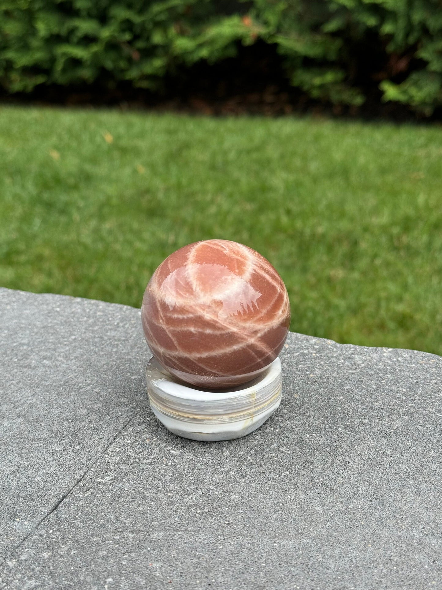 High Quality Flashy Peach Moonstone Sphere (60MM)