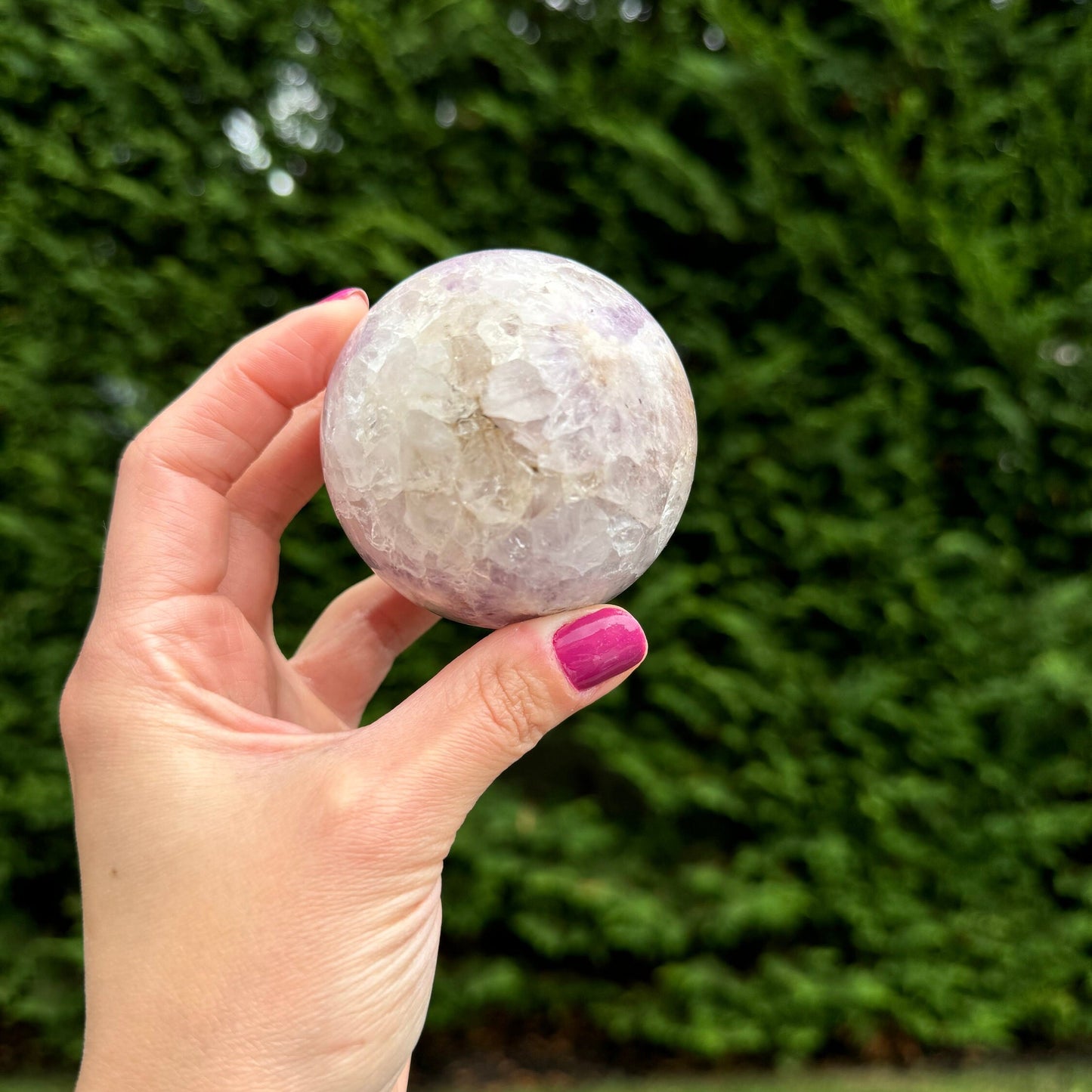 Druzy Pink & Purple Amethyst & Flower Agate Sphere (69MM)