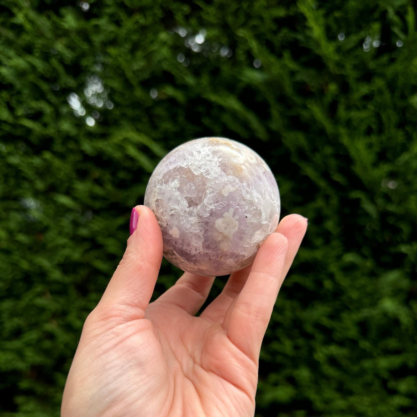 Druzy Pink & Purple Amethyst & Flower Agate Sphere (69MM)