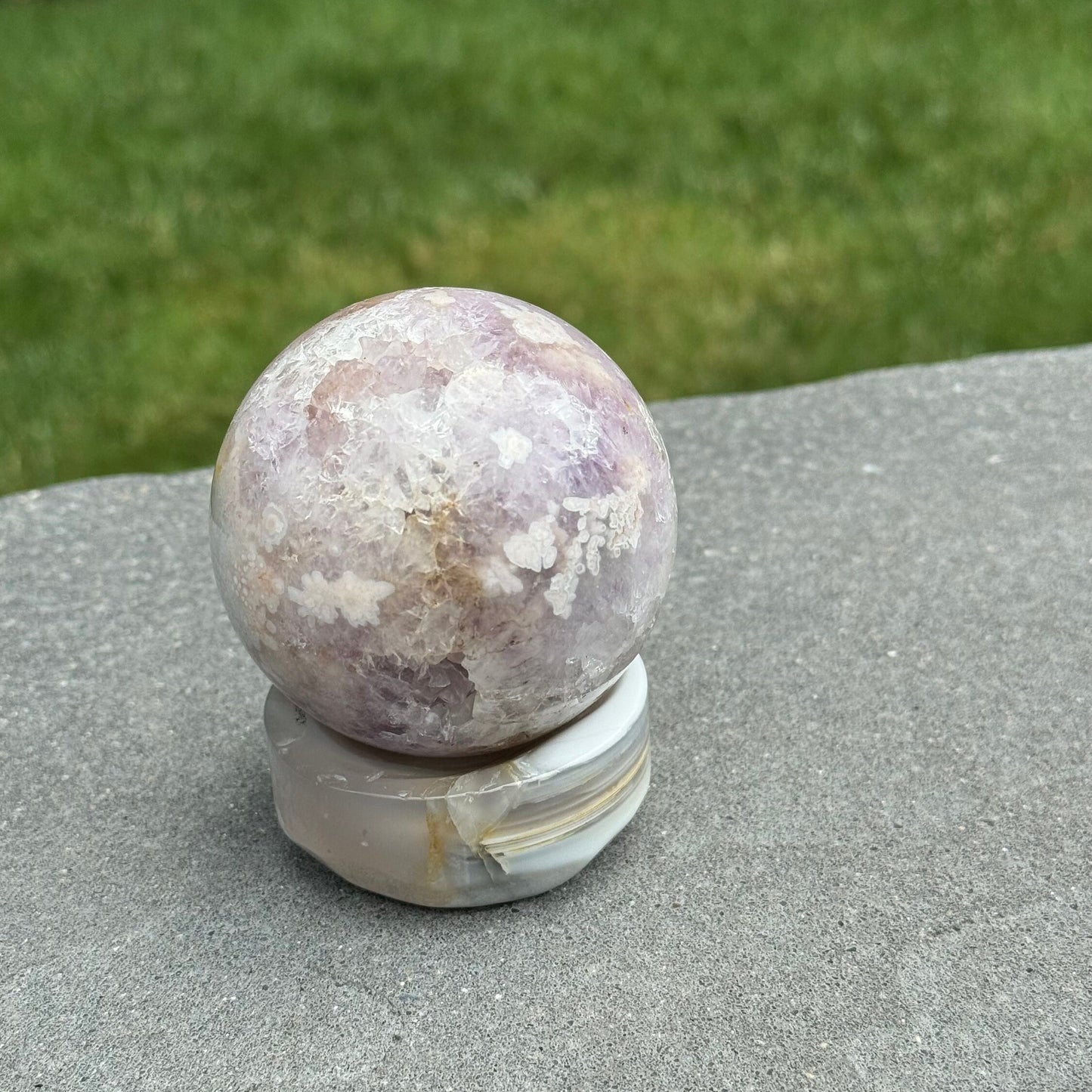 Druzy Pink & Purple Amethyst & Flower Agate Sphere (69MM)