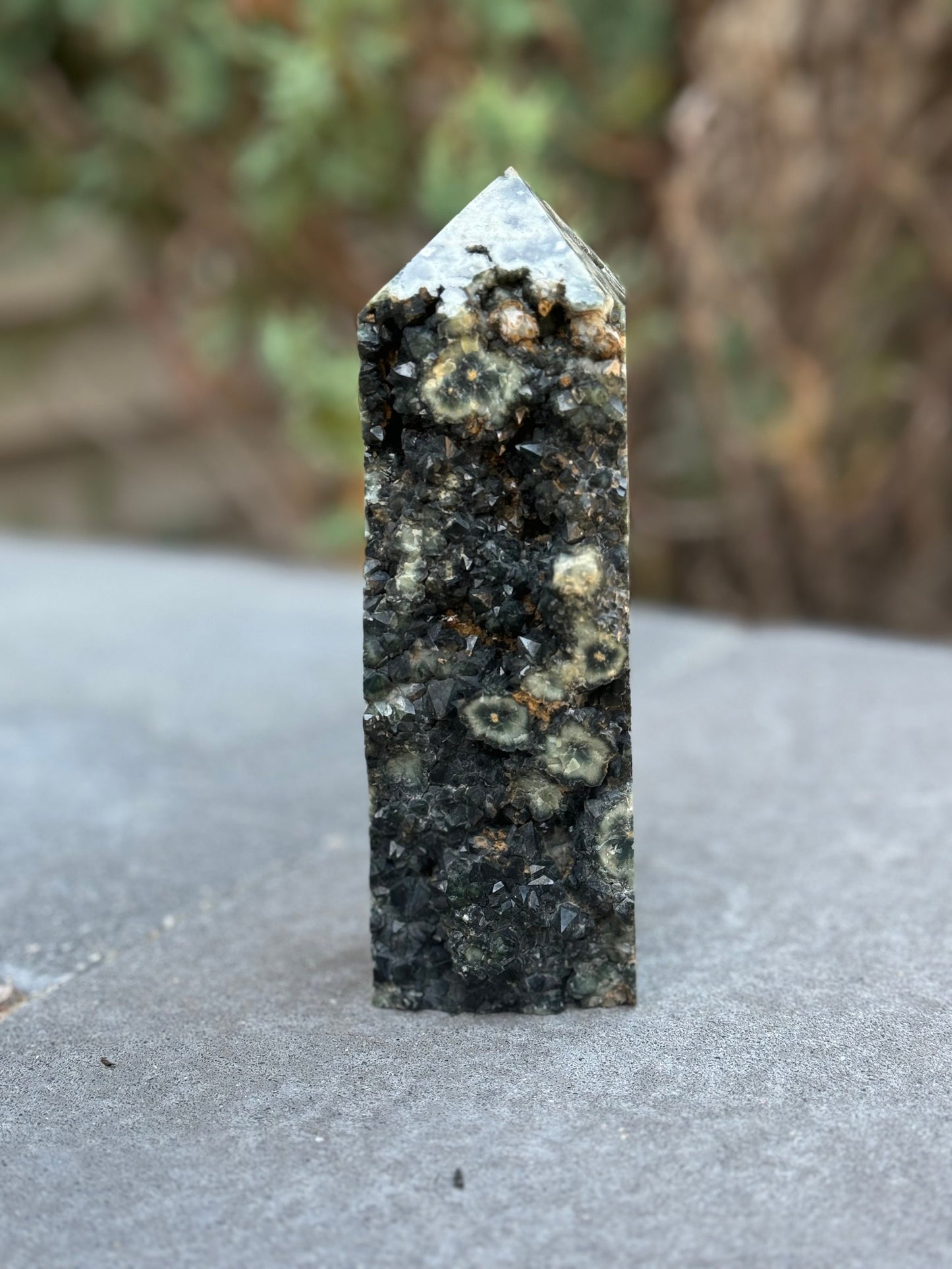 Black Druzy Ocean Jasper Tower