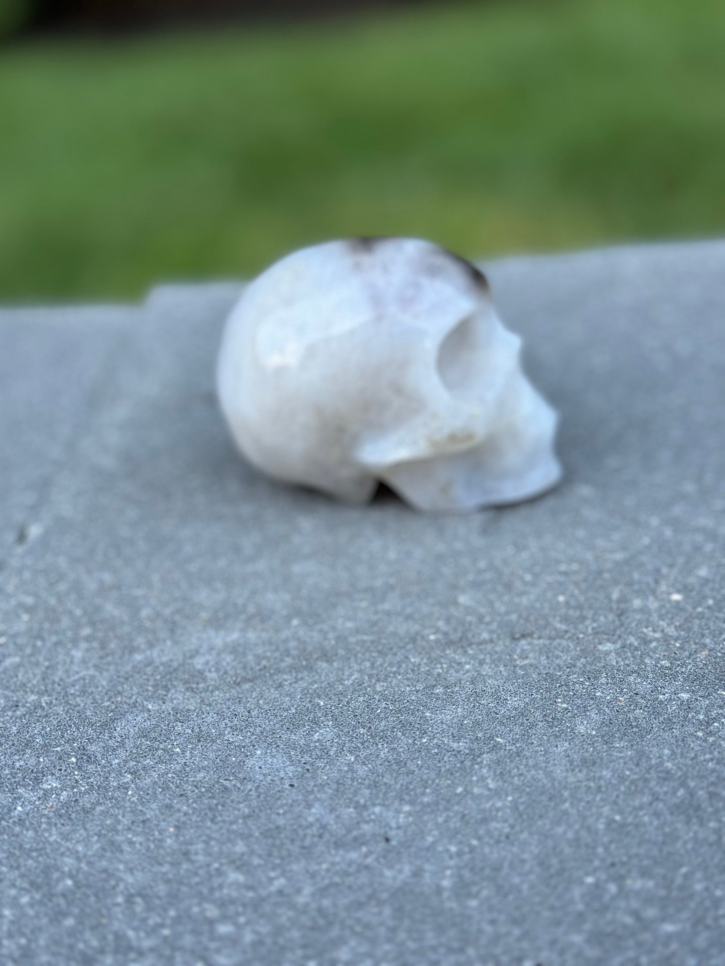 Smoky Quartz & Quartz Skull Carving (3.38")