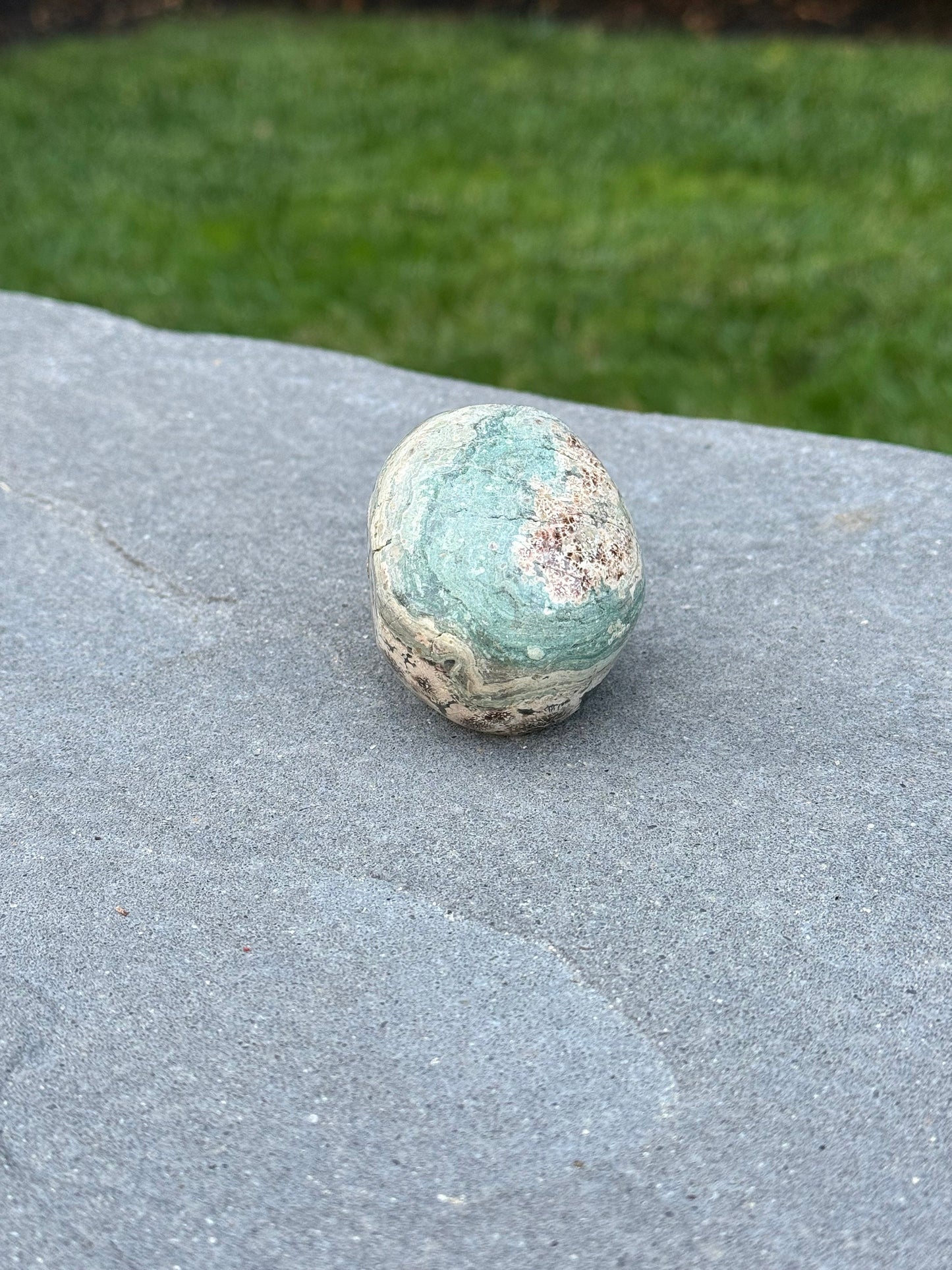 Green Sakura Jasper Skull Carving