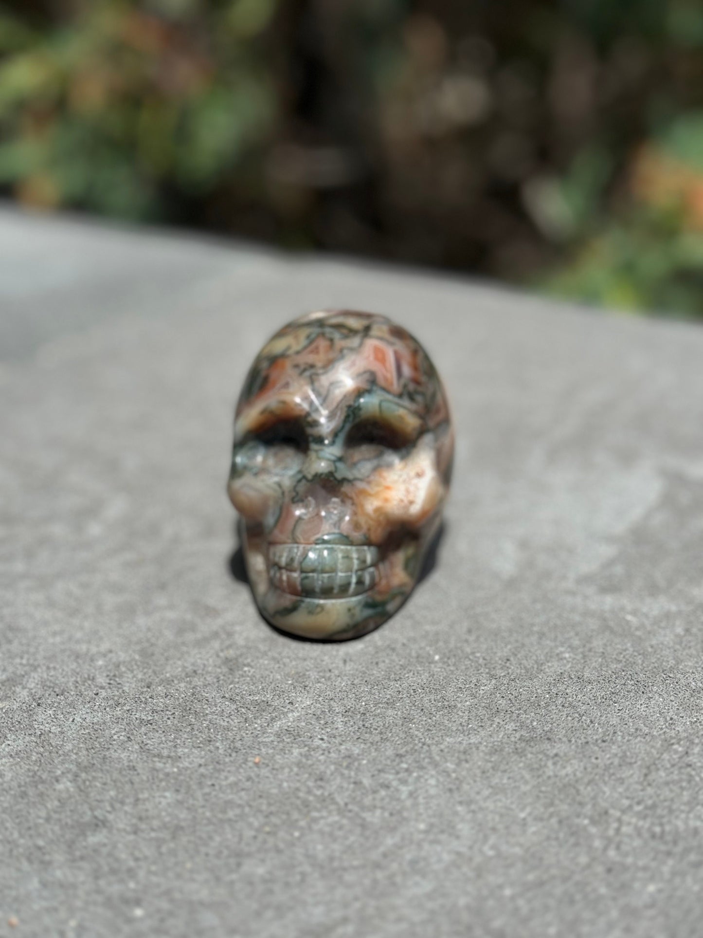 Red Moss Agate Skull