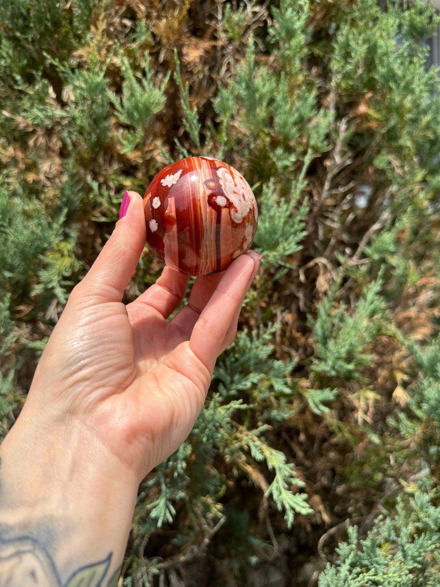 Carnelian & Flower Agate Sphere (59MM)