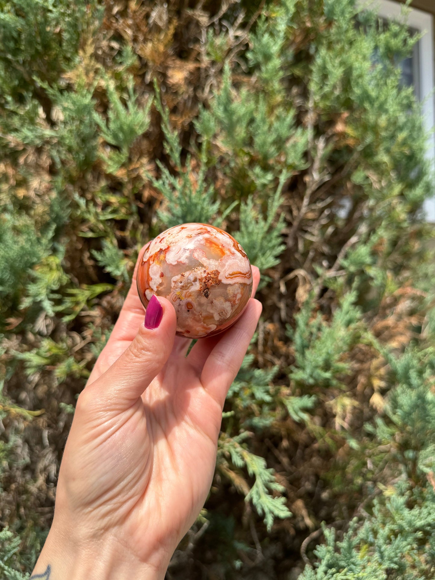 Carnelian & Flower Agate Sphere (59MM)