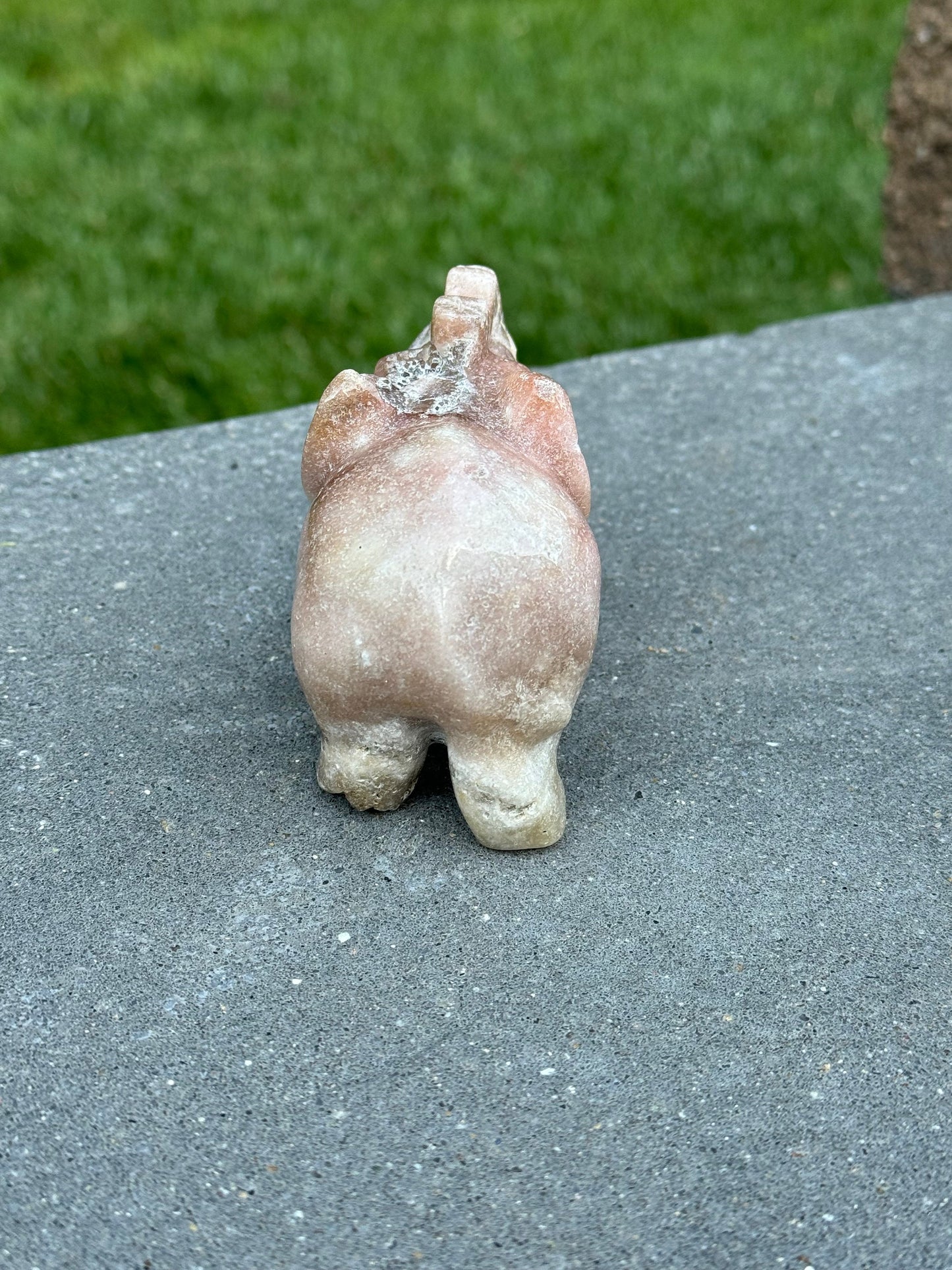 Druzy Pink Amethyst Elephant Carving
