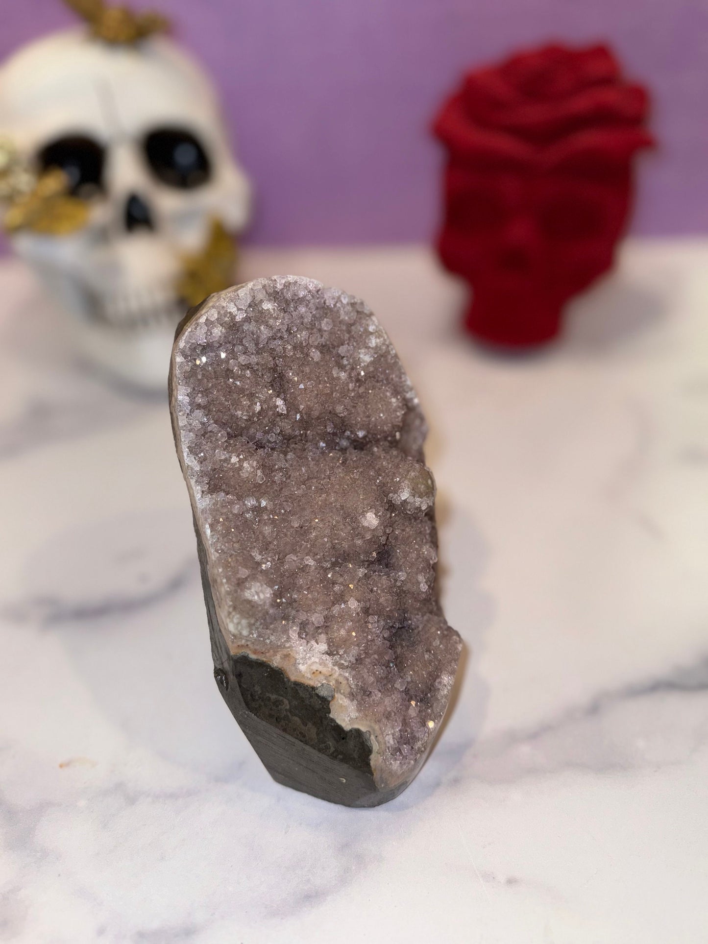 Druzy Pink Amethyst & Agate Cut Base