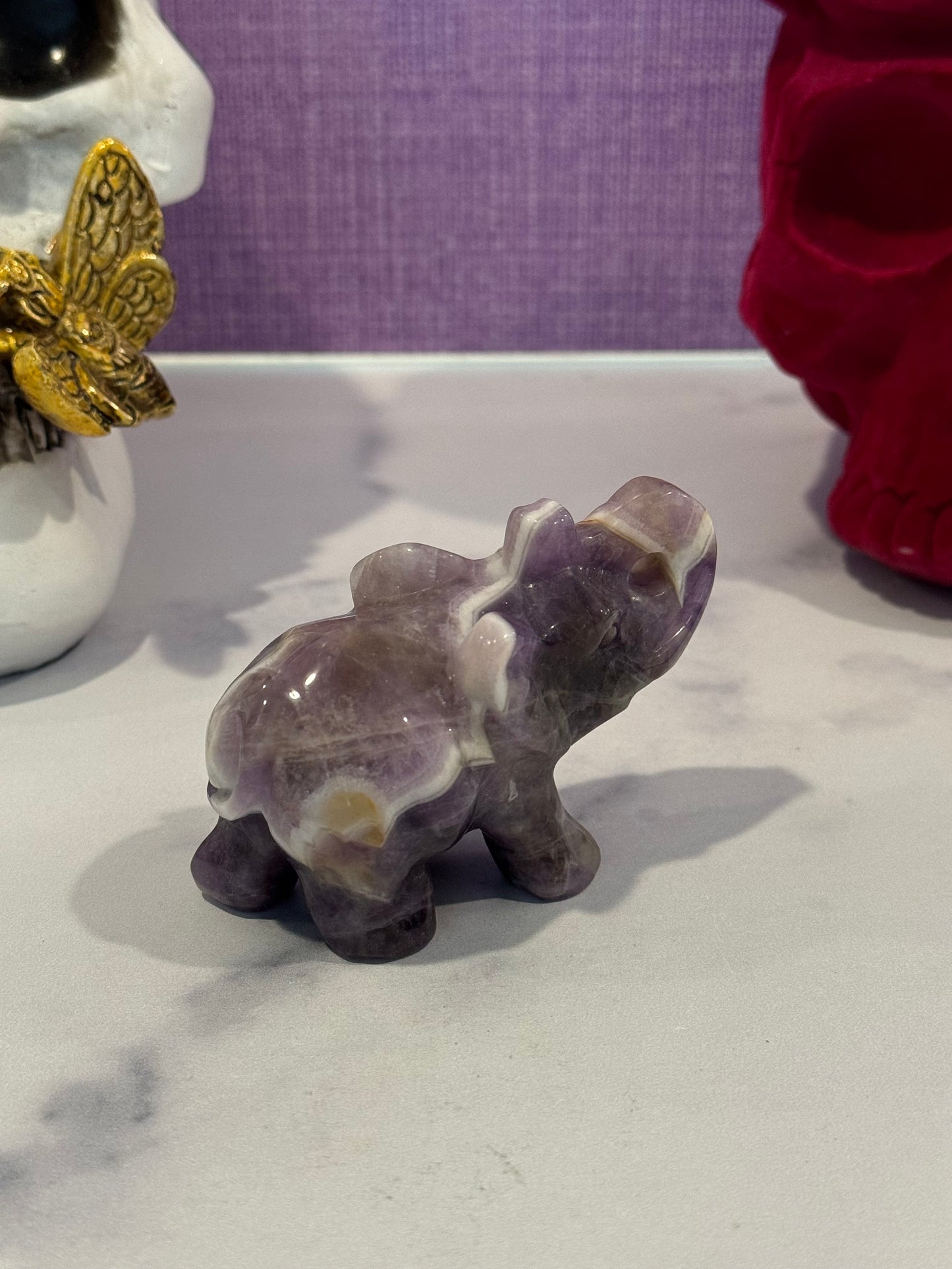 Chevron Amethyst Elephant Carving