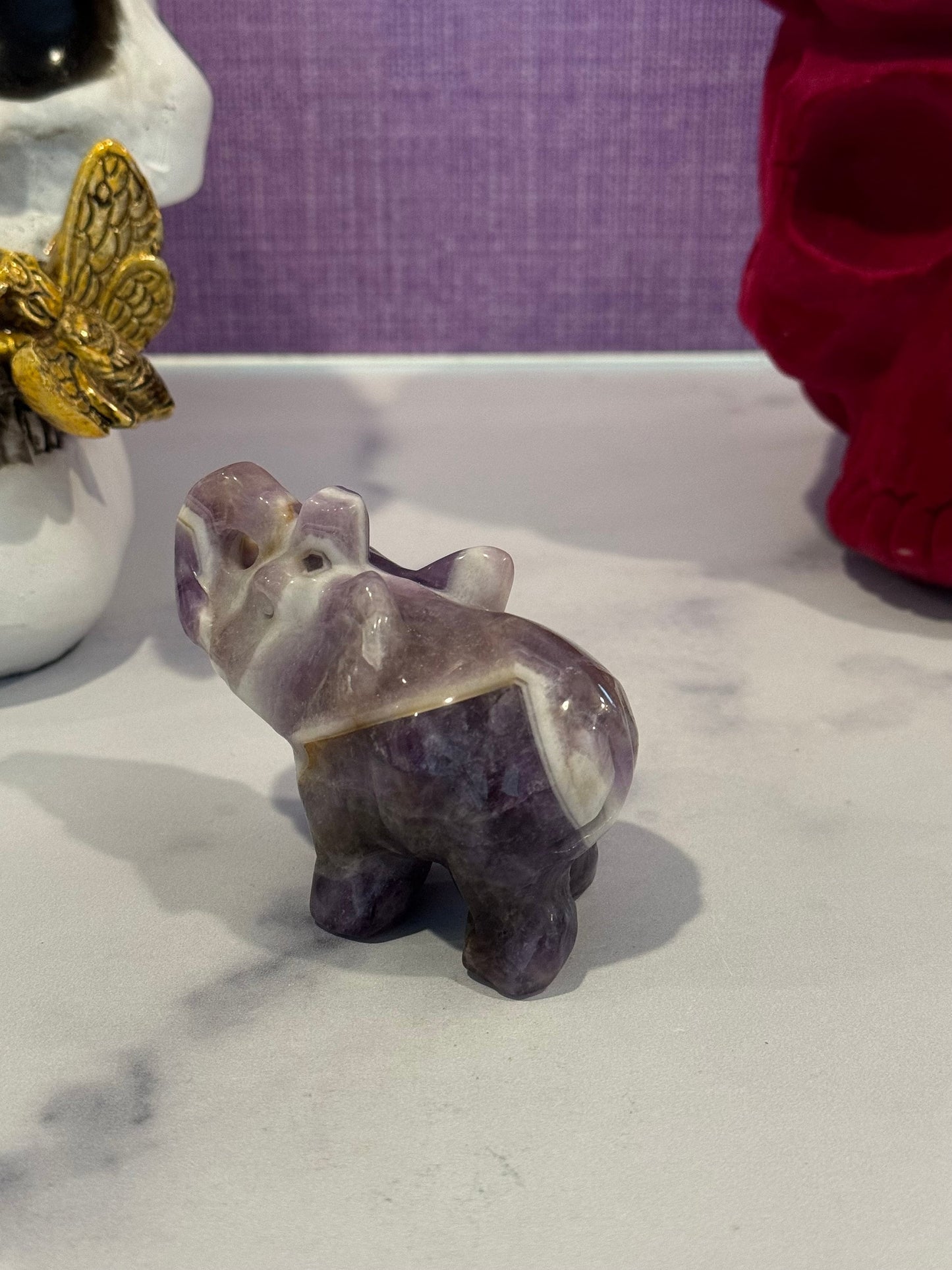 Chevron Amethyst Elephant Carving