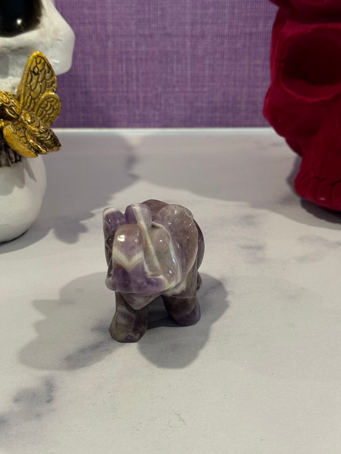 Chevron Amethyst Elephant Carving