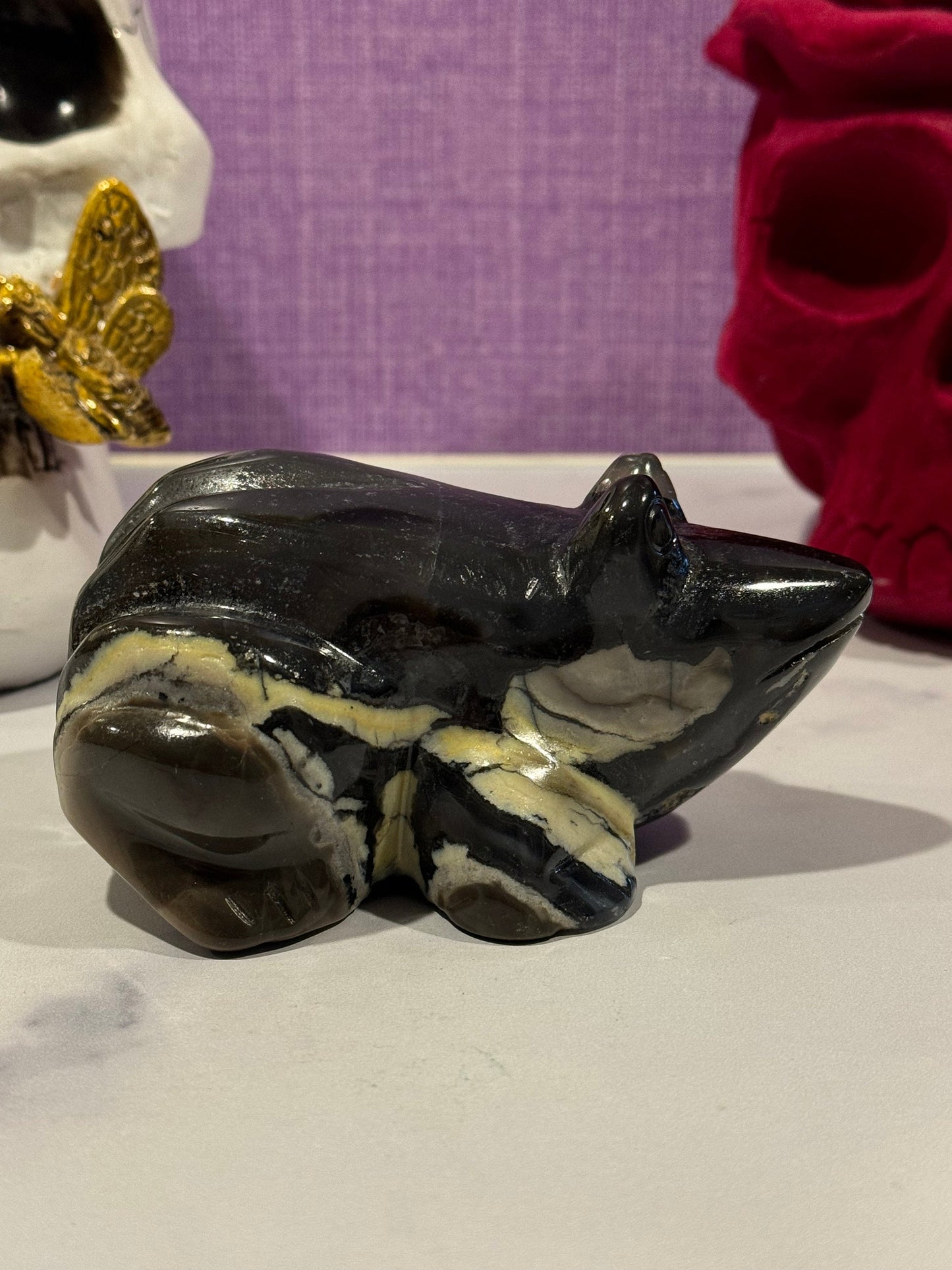 Volcano Agate Frog Carving