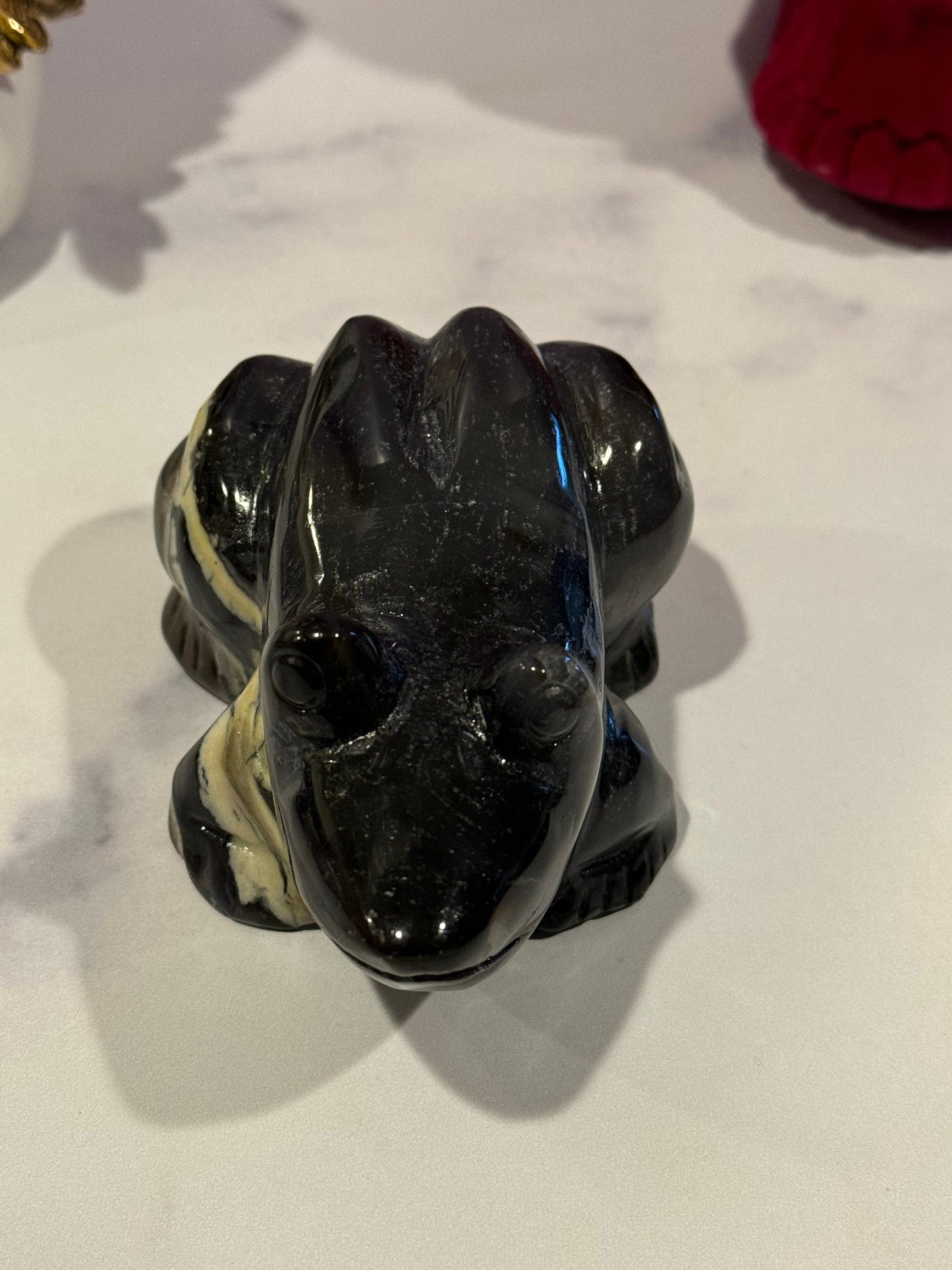 Volcano Agate Frog Carving