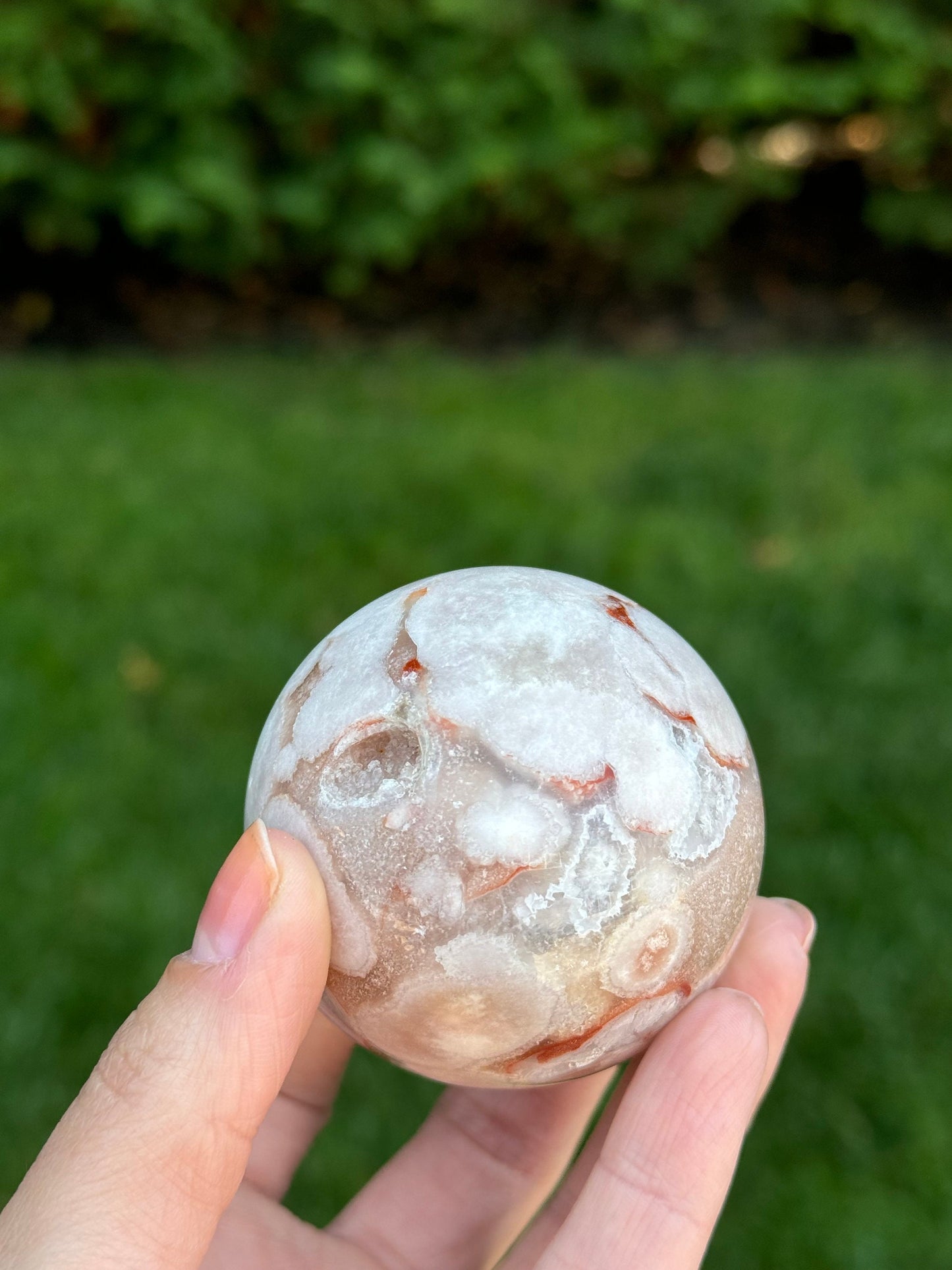 Druzy Carnelian Flower Agate Sphere (58MM)