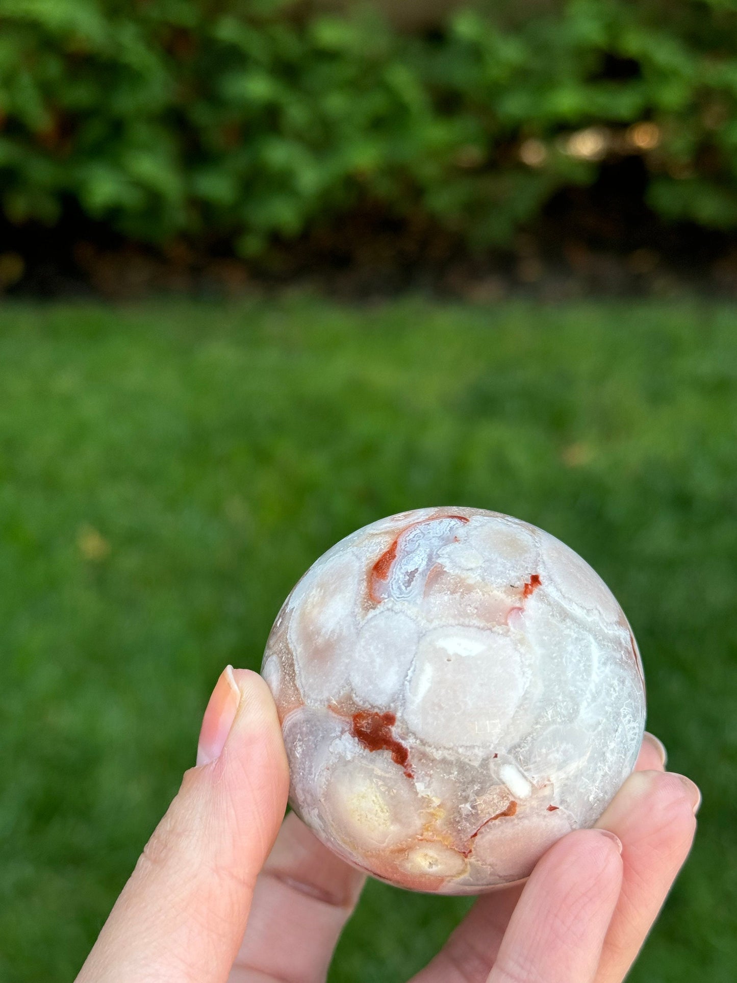 Druzy Carnelian Flower Agate Sphere (58MM)