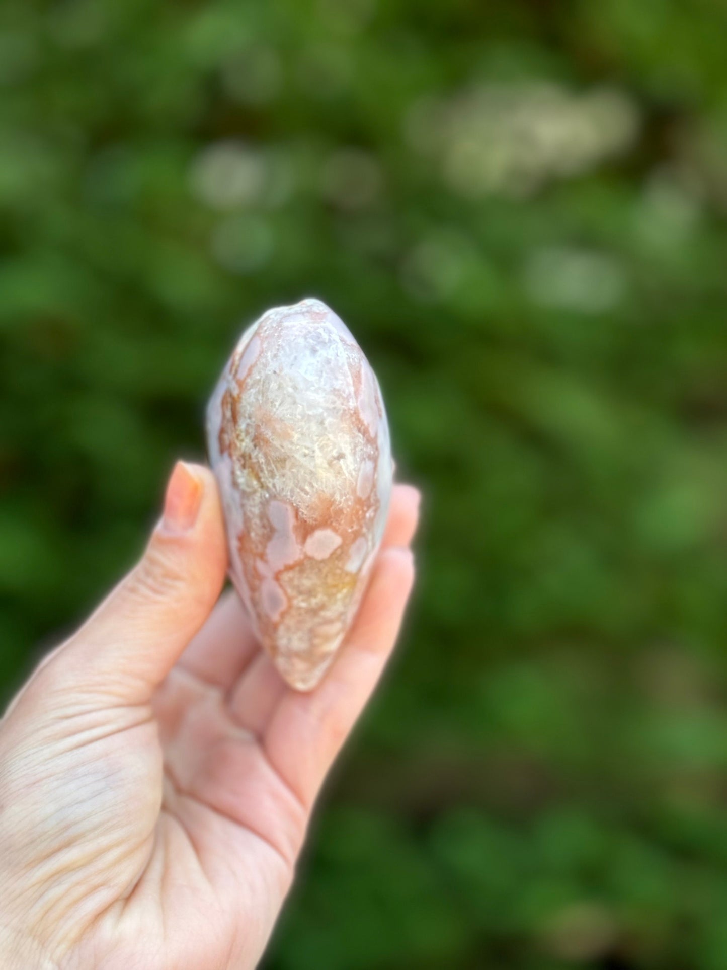 Druzy Carnelian & Flower Agate Heart Carving