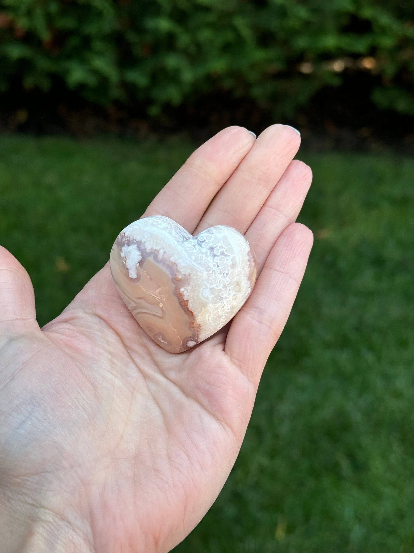 Flower Agate Heart Carving
