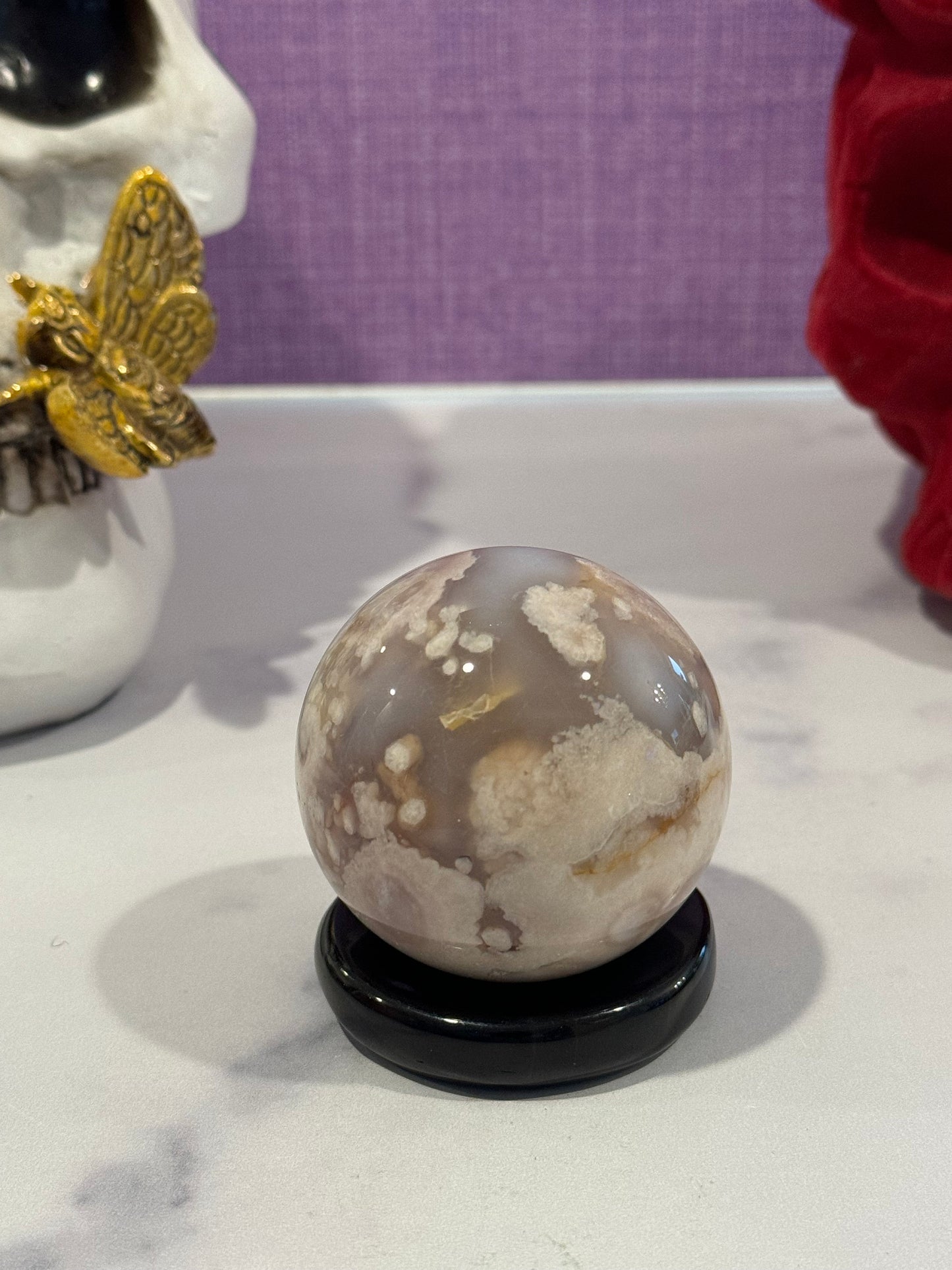 Moody Flower Agate Sphere (55MM)