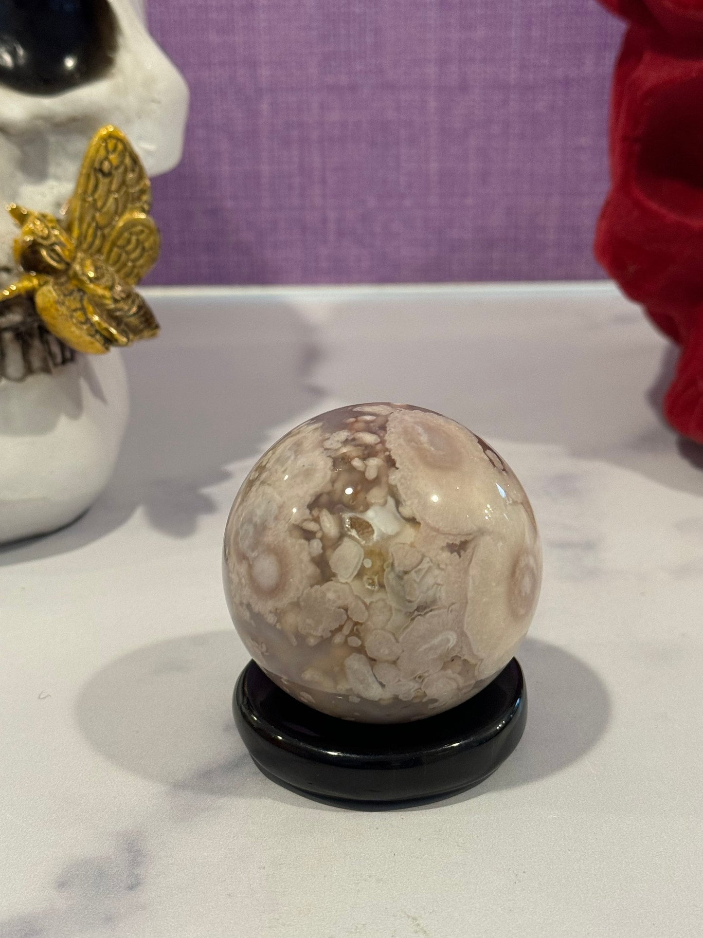 Moody Flower Agate Sphere (55MM)