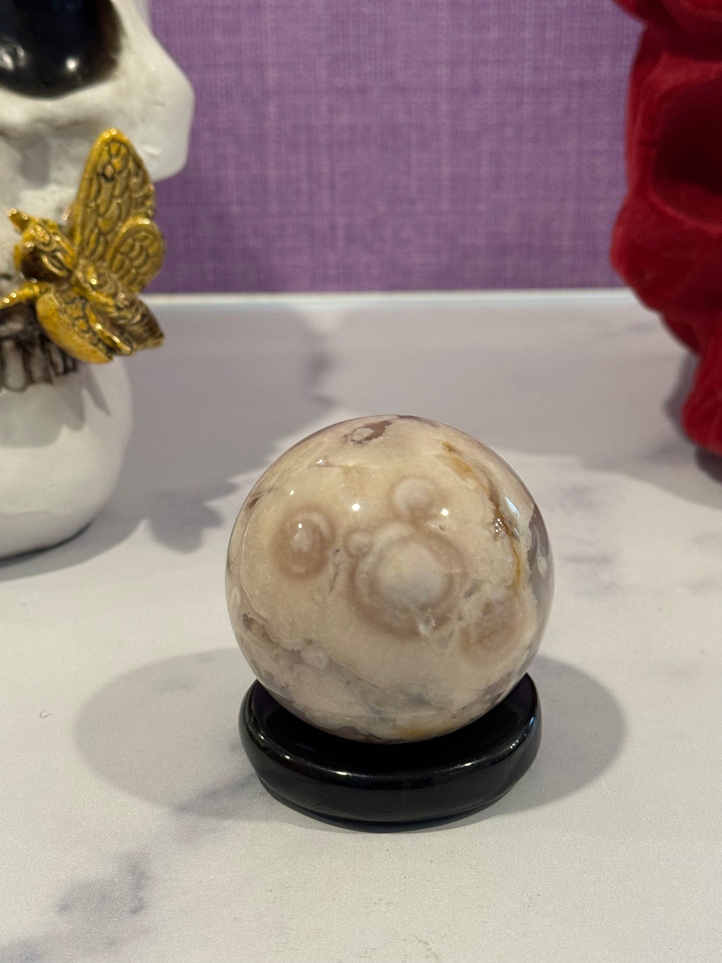 Moody Flower Agate Sphere (55MM)