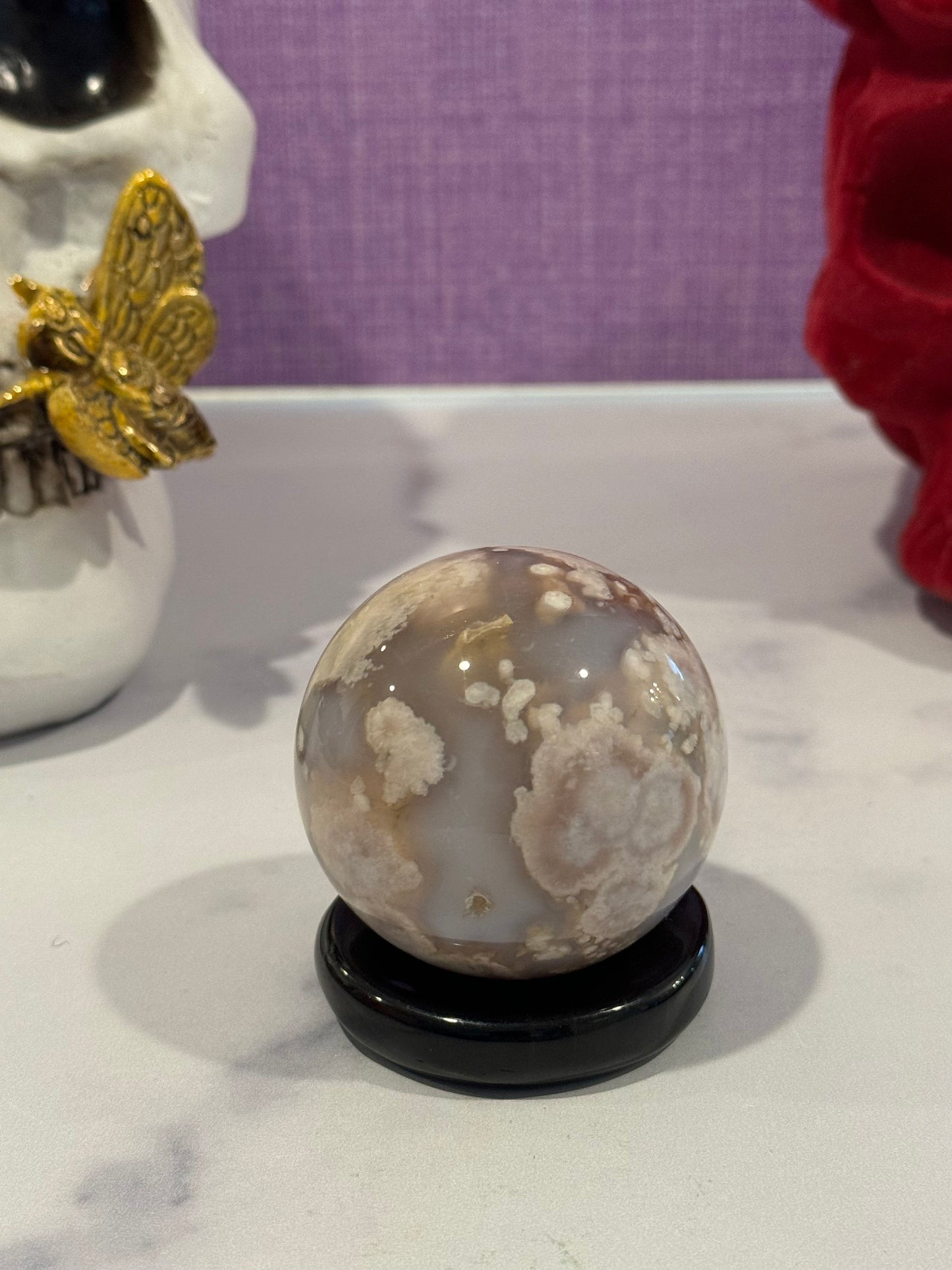 Moody Flower Agate Sphere (55MM)