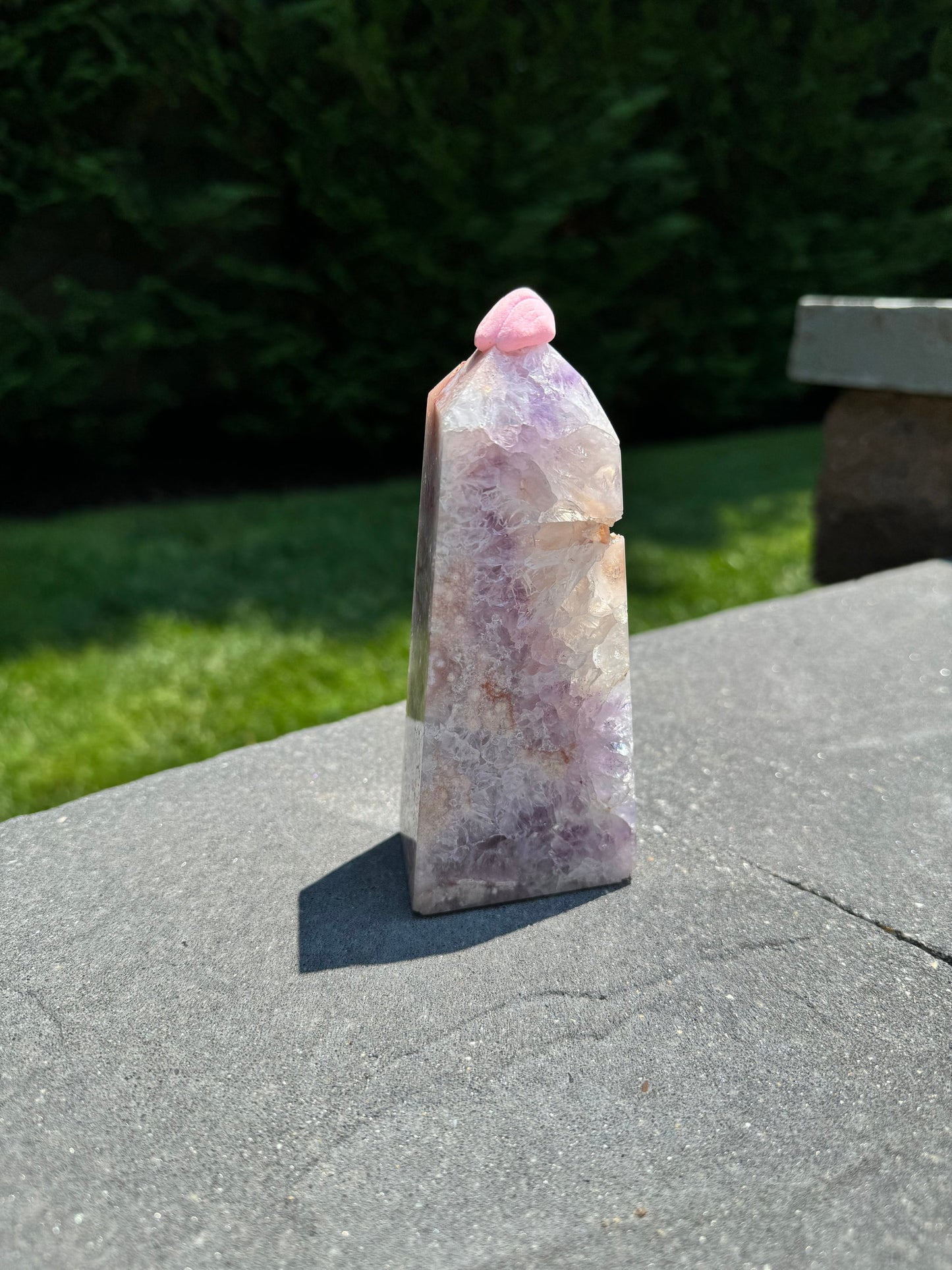 Druzy Amethyst & Flower Agate Obelisk