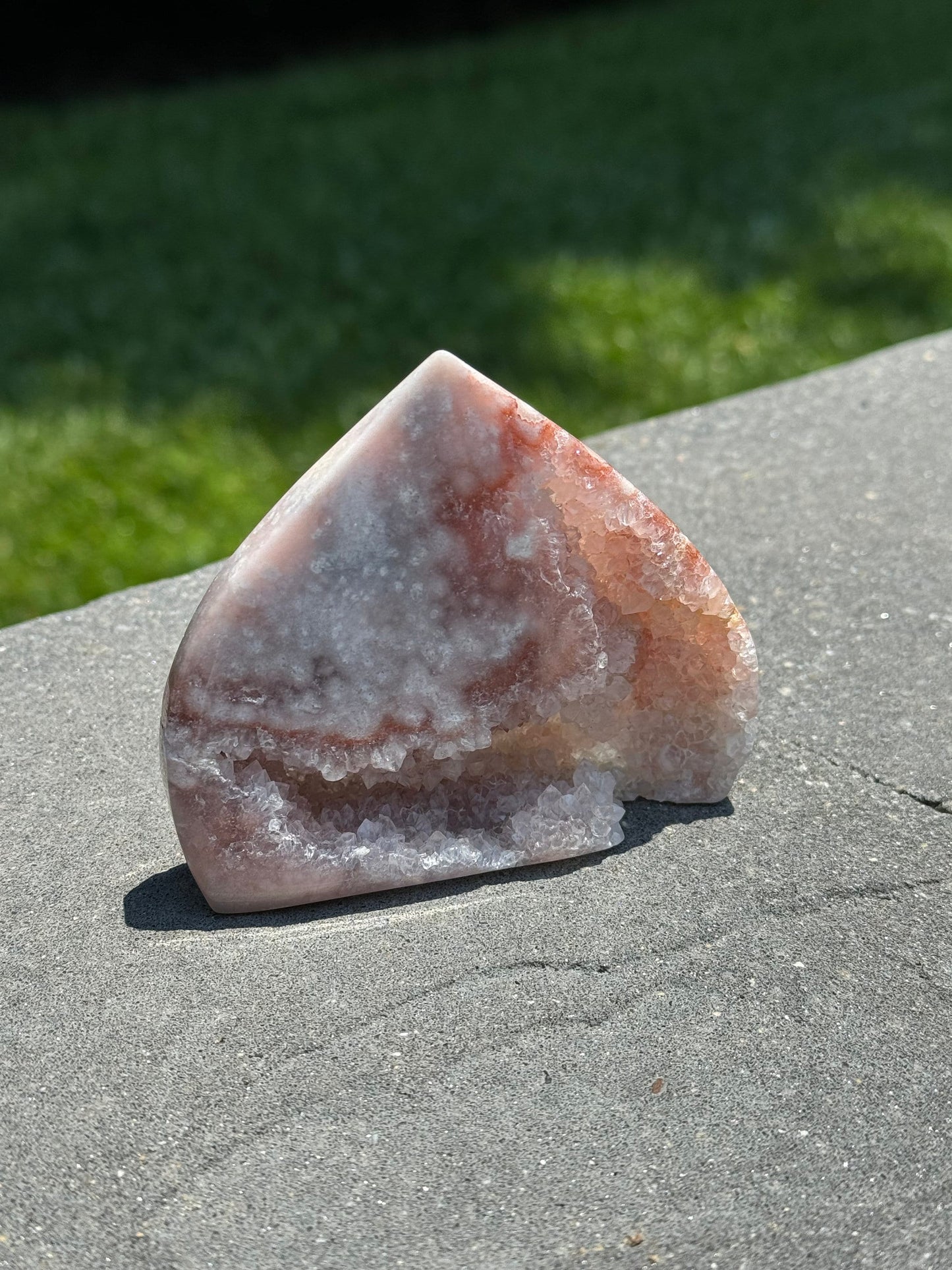 Brazilian Druzy Pink Amethyst Freeform with Flower Agate & Carnelian