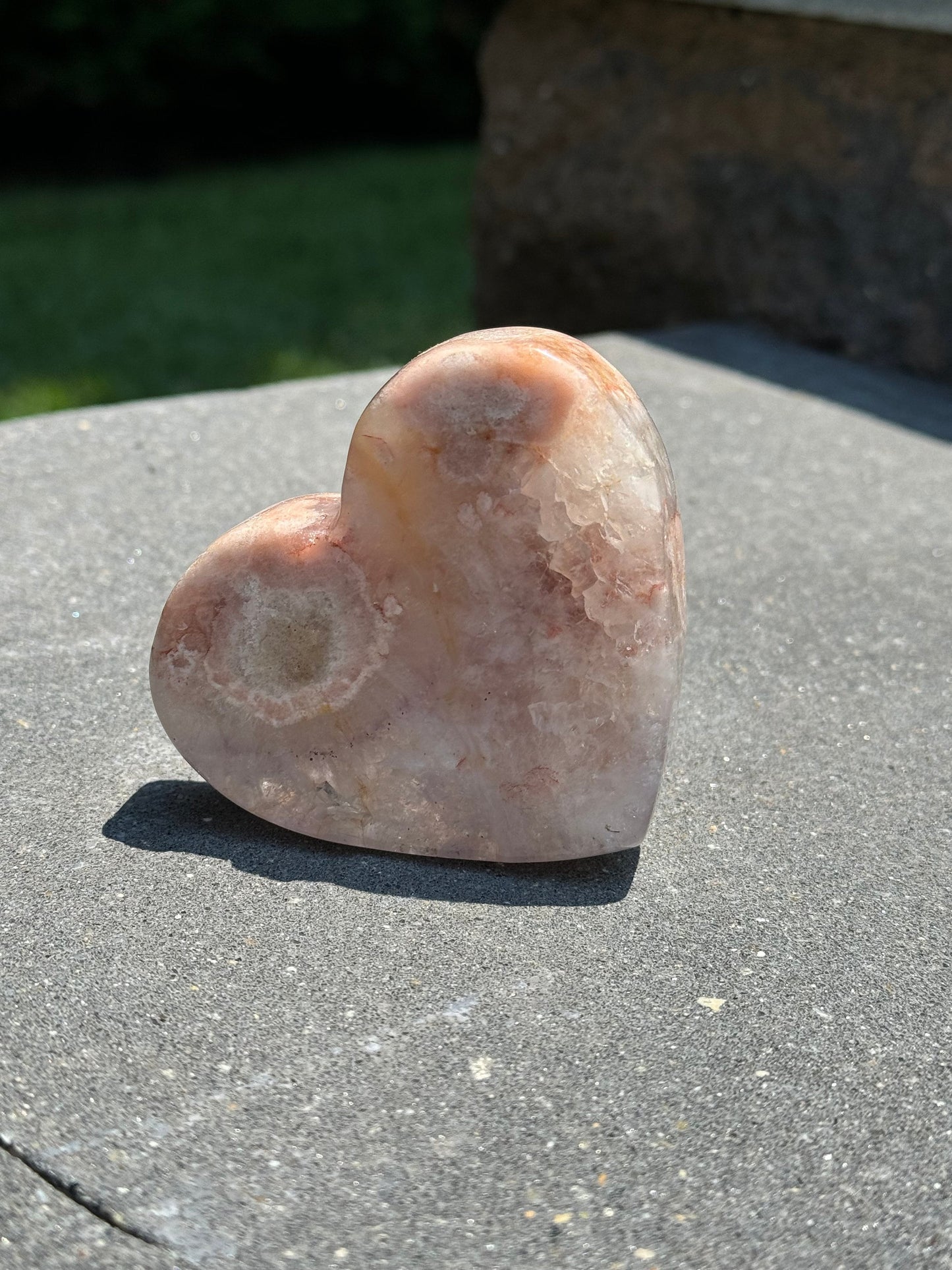 Amethyst & Flower Agate & Carnelian Heart Carving