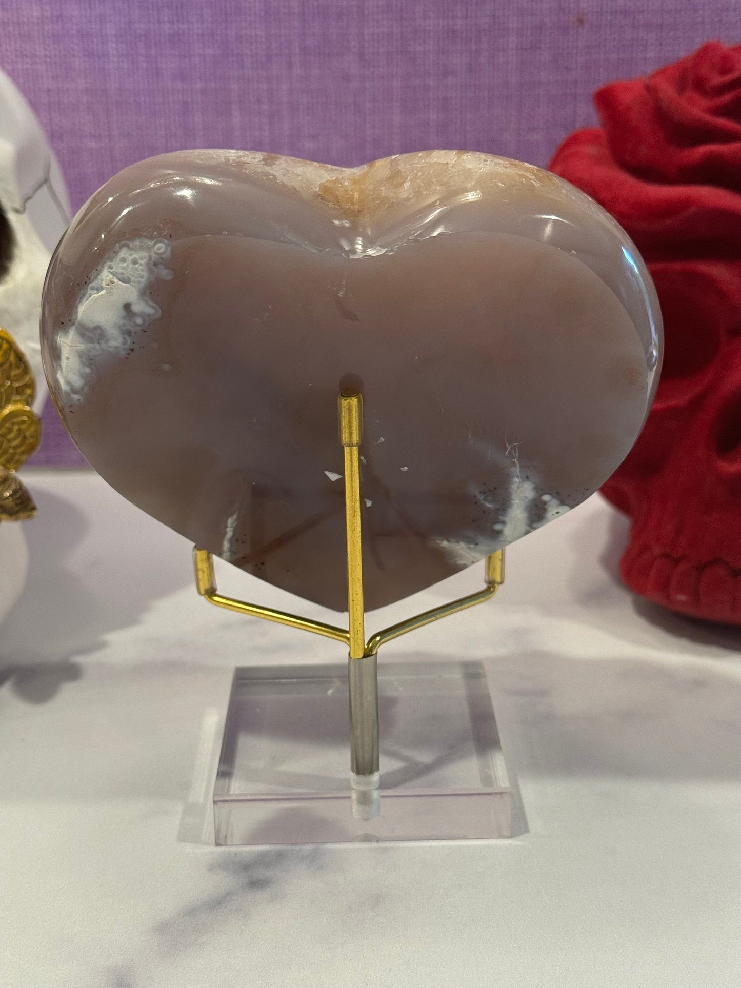 Golden Druzy Orca Agate Heart