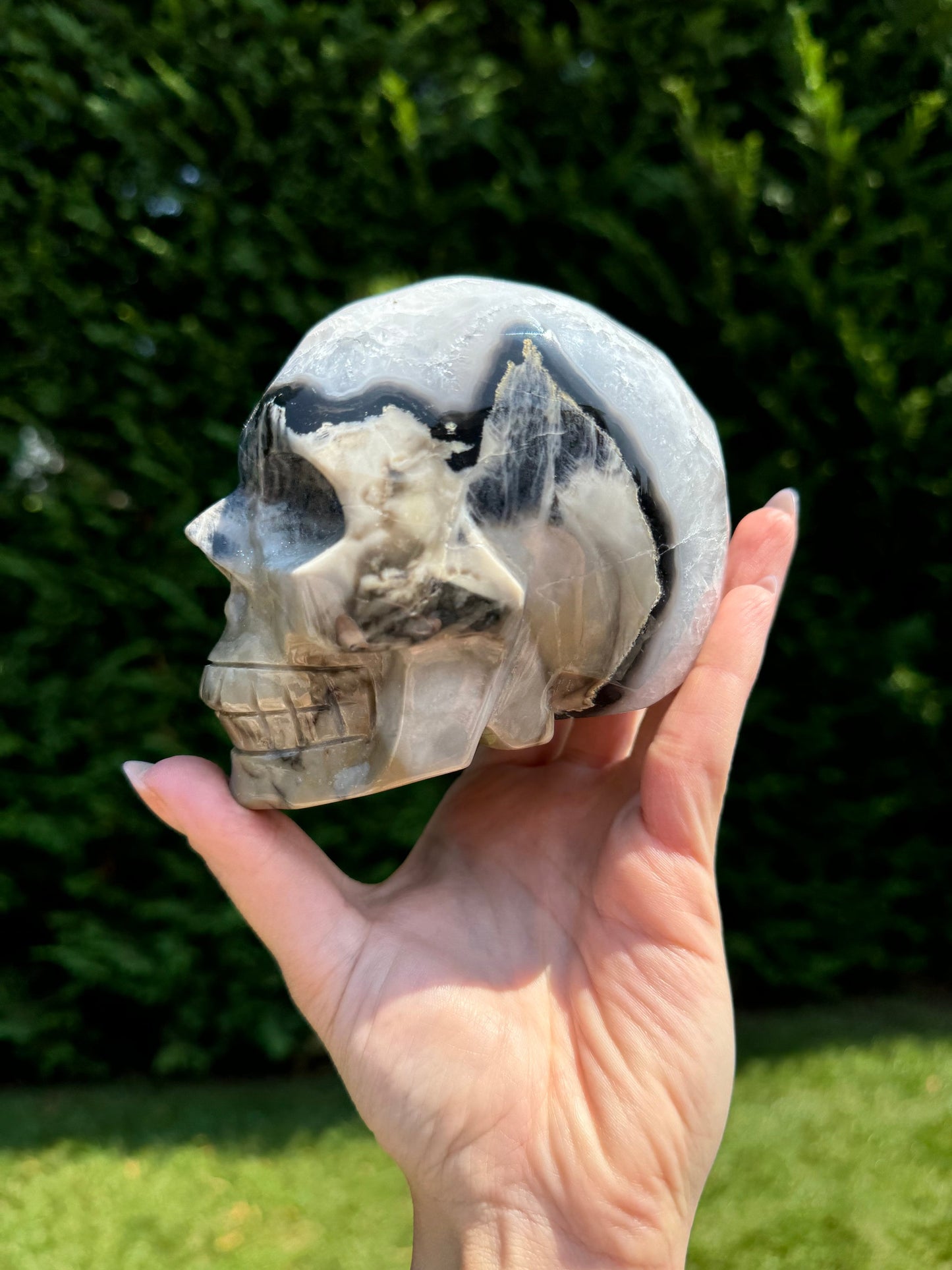 Volcano Agate Skull Carving (4.5")