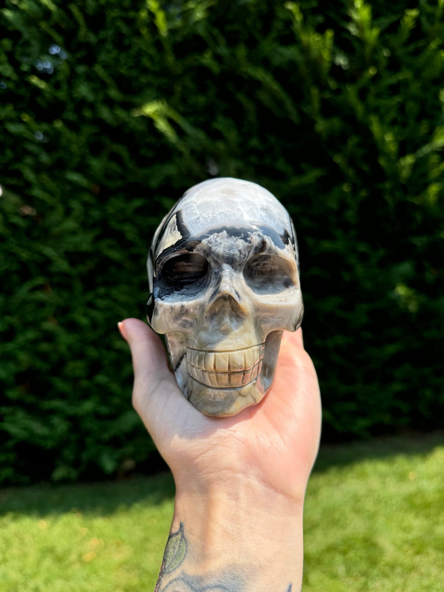 Volcano Agate Skull Carving (4.5")