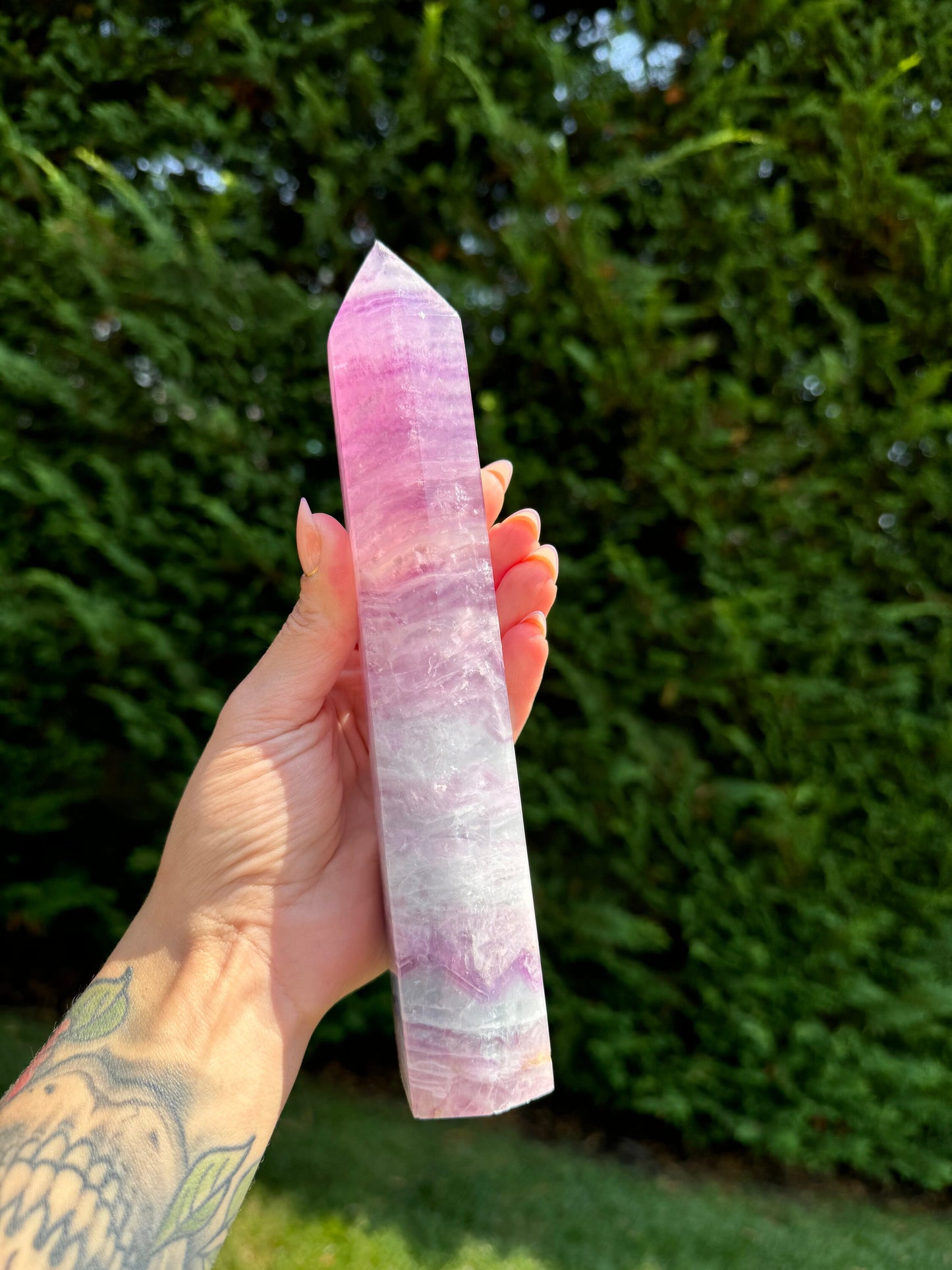 Banded Pink & Purple Fluorite Tower