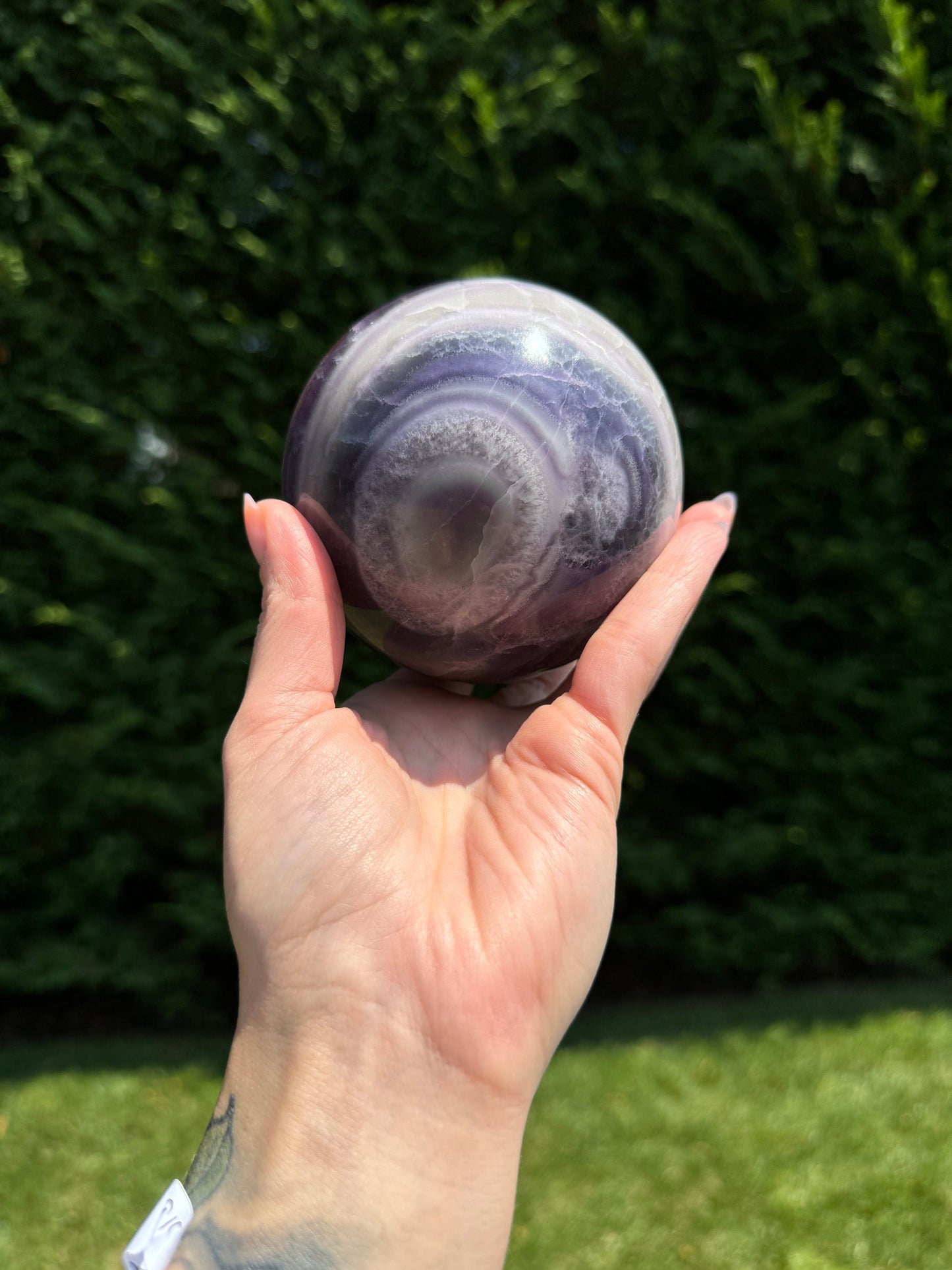 Purple Silky Banded Fluorite Sphere (94MM)