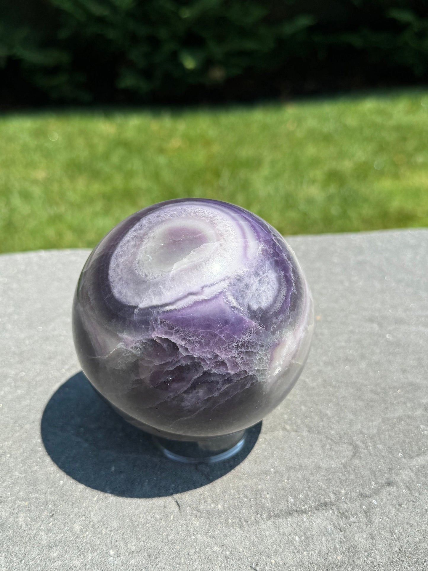 Purple Silky Banded Fluorite Sphere (94MM)