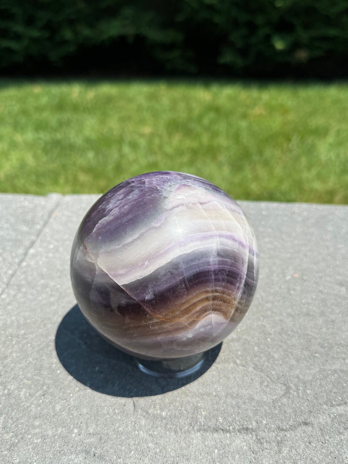 Purple Silky Banded Fluorite Sphere (94MM)