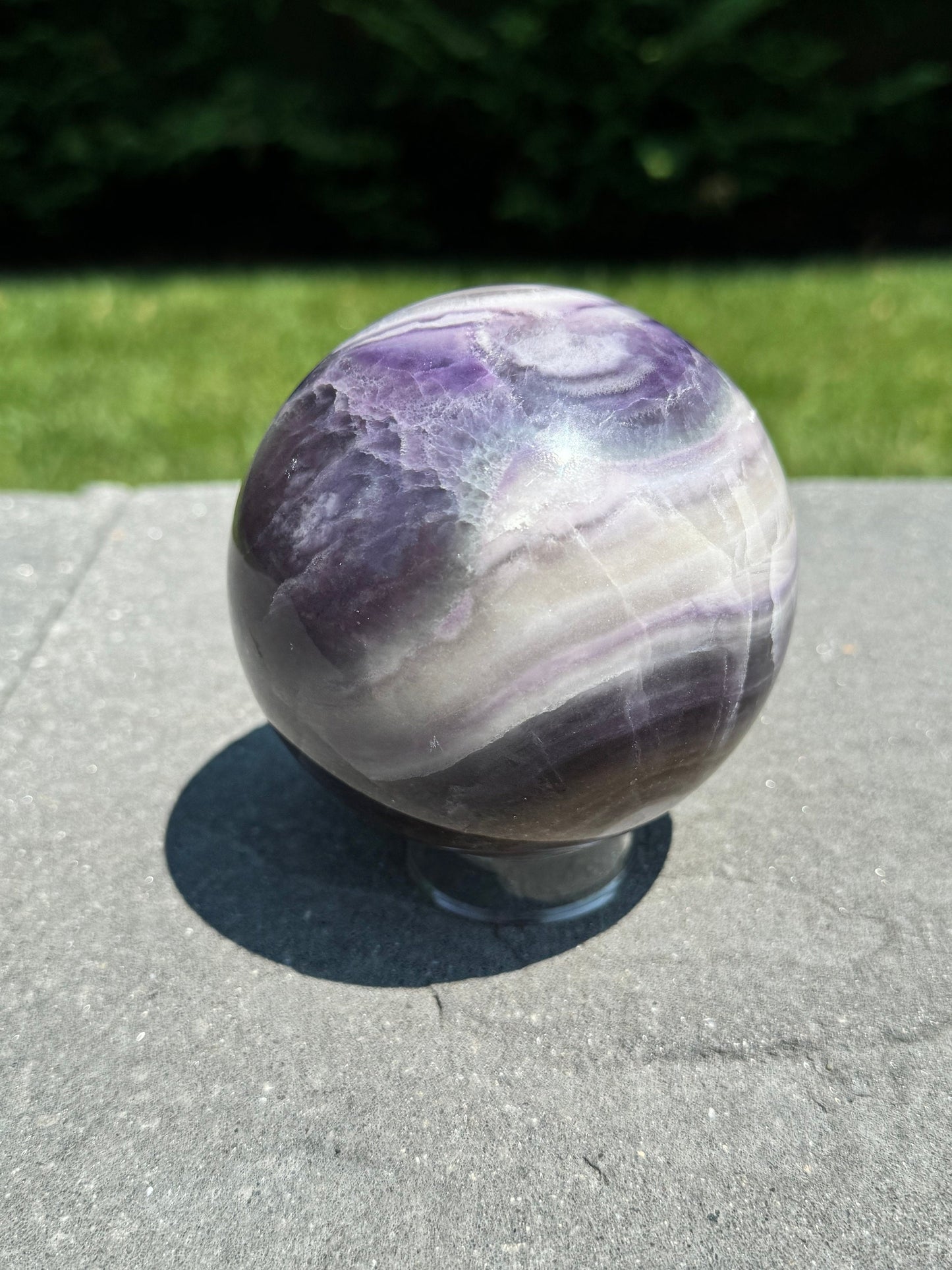 Purple Silky Banded Fluorite Sphere (94MM)