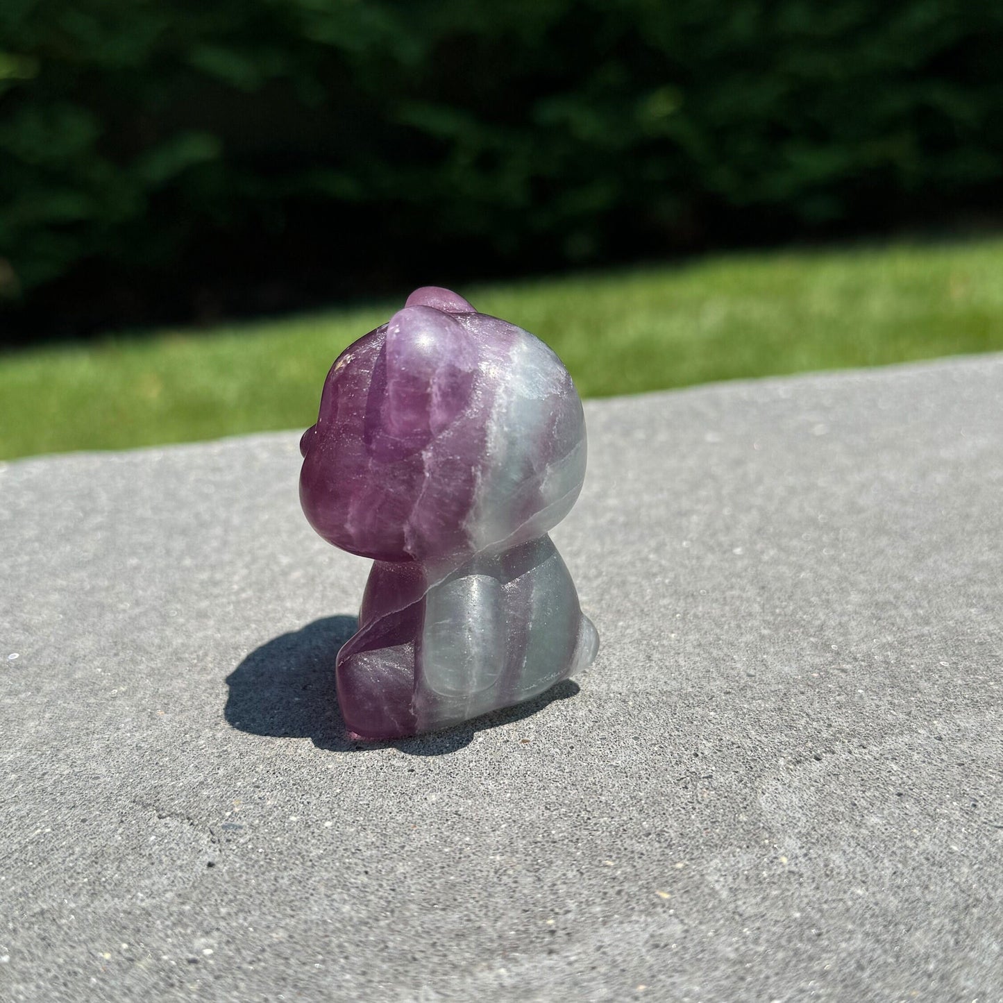 Rainbow Fluorite Bear Carving