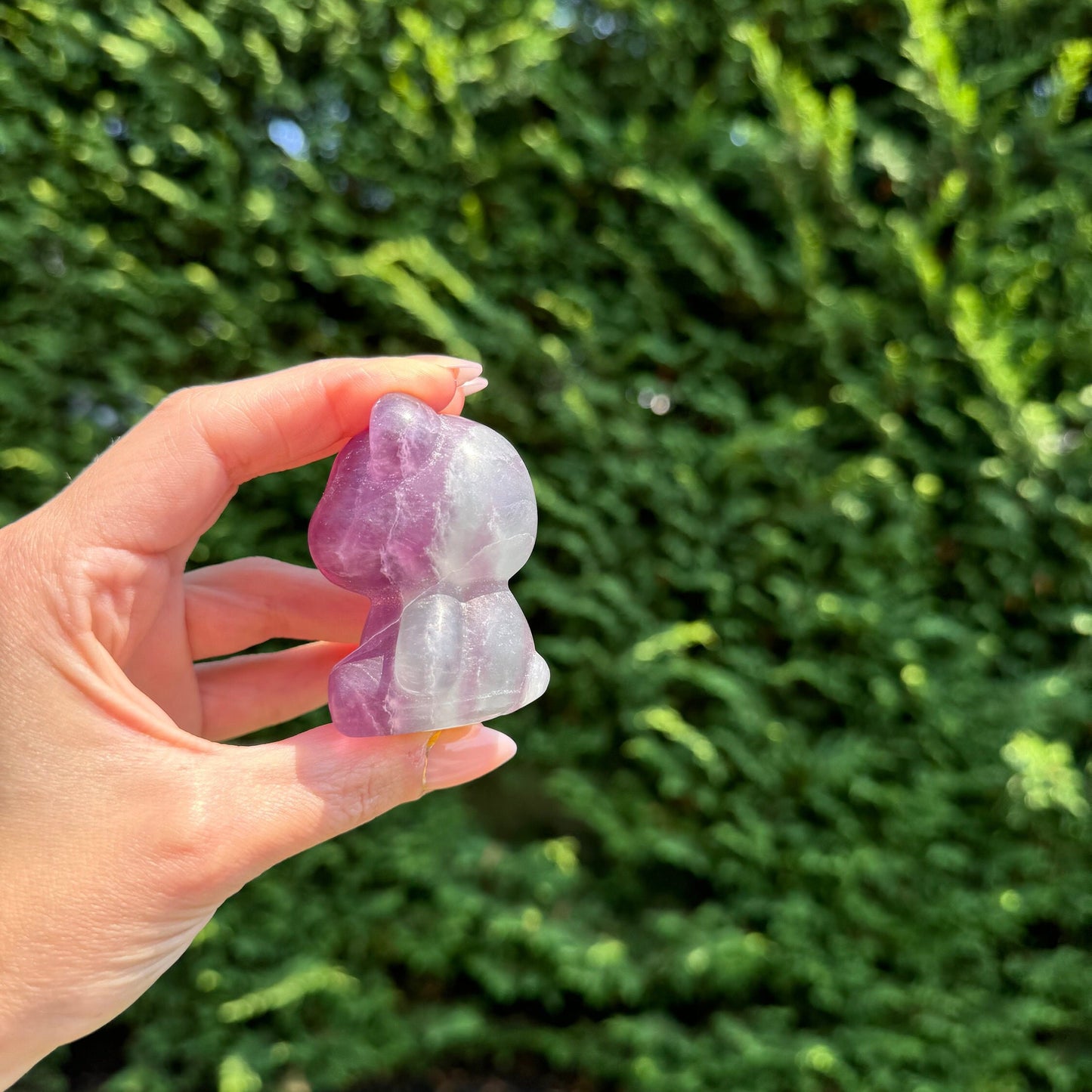 Rainbow Fluorite Bear Carving