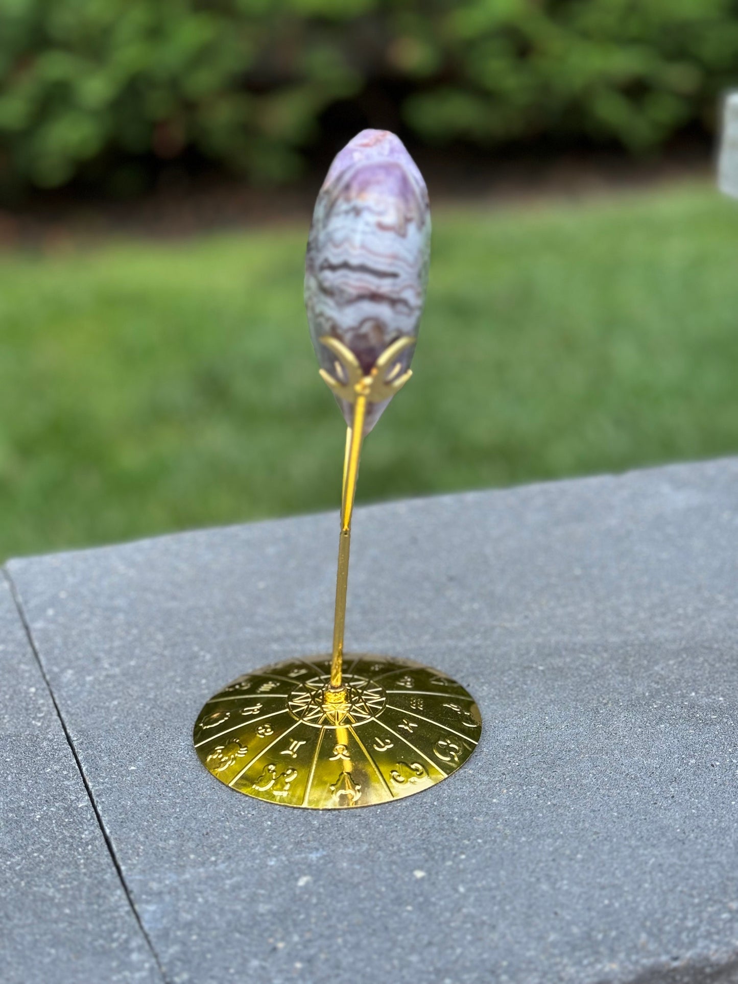 Amethyst & Crazy Lace Agate Heart Carving (stand included)