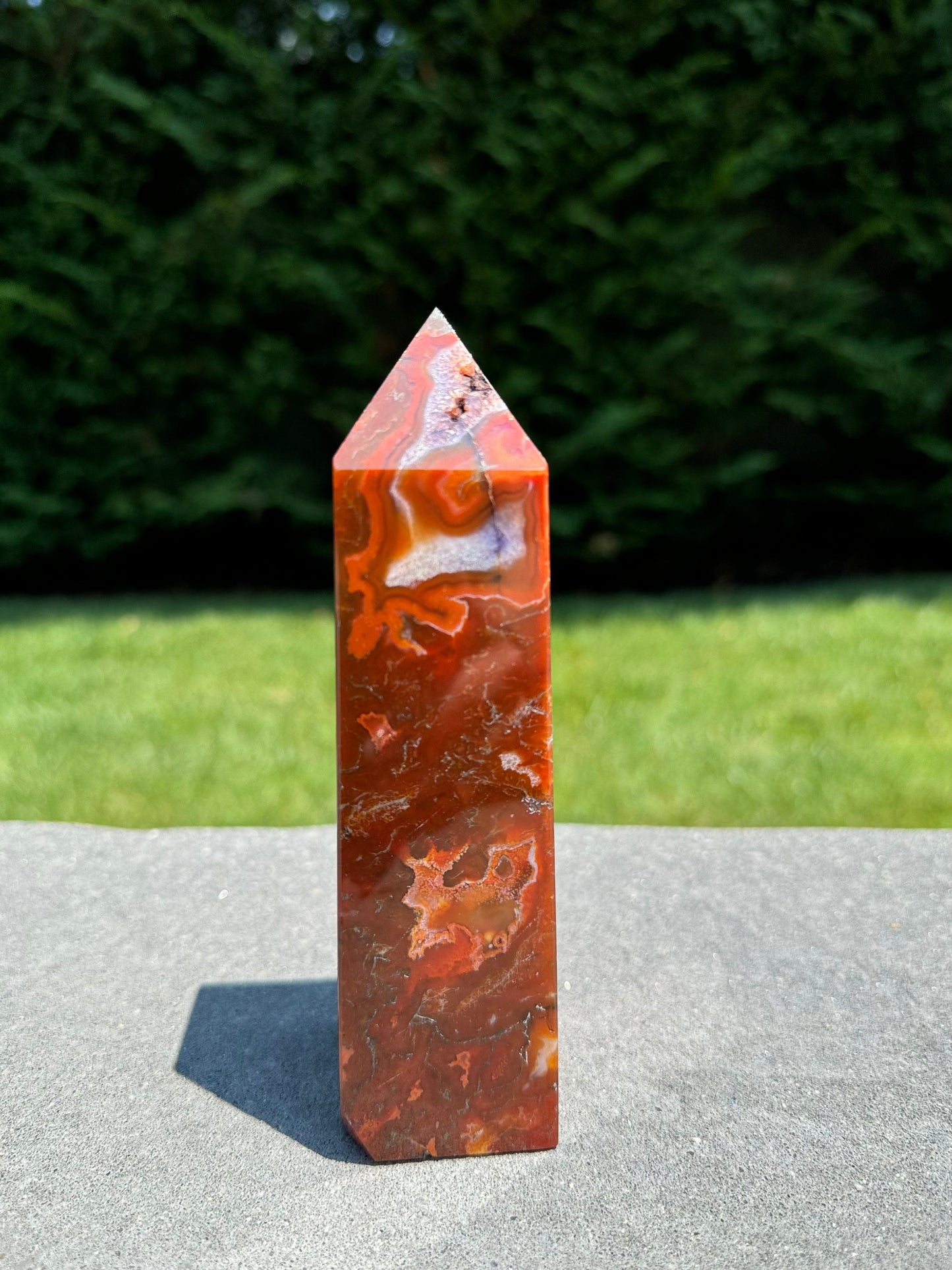 Red Moss Agate & Amethyst Tower