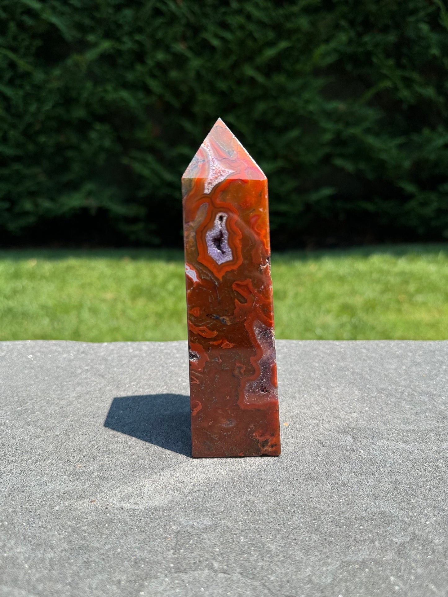 Red Moss Agate & Amethyst Tower