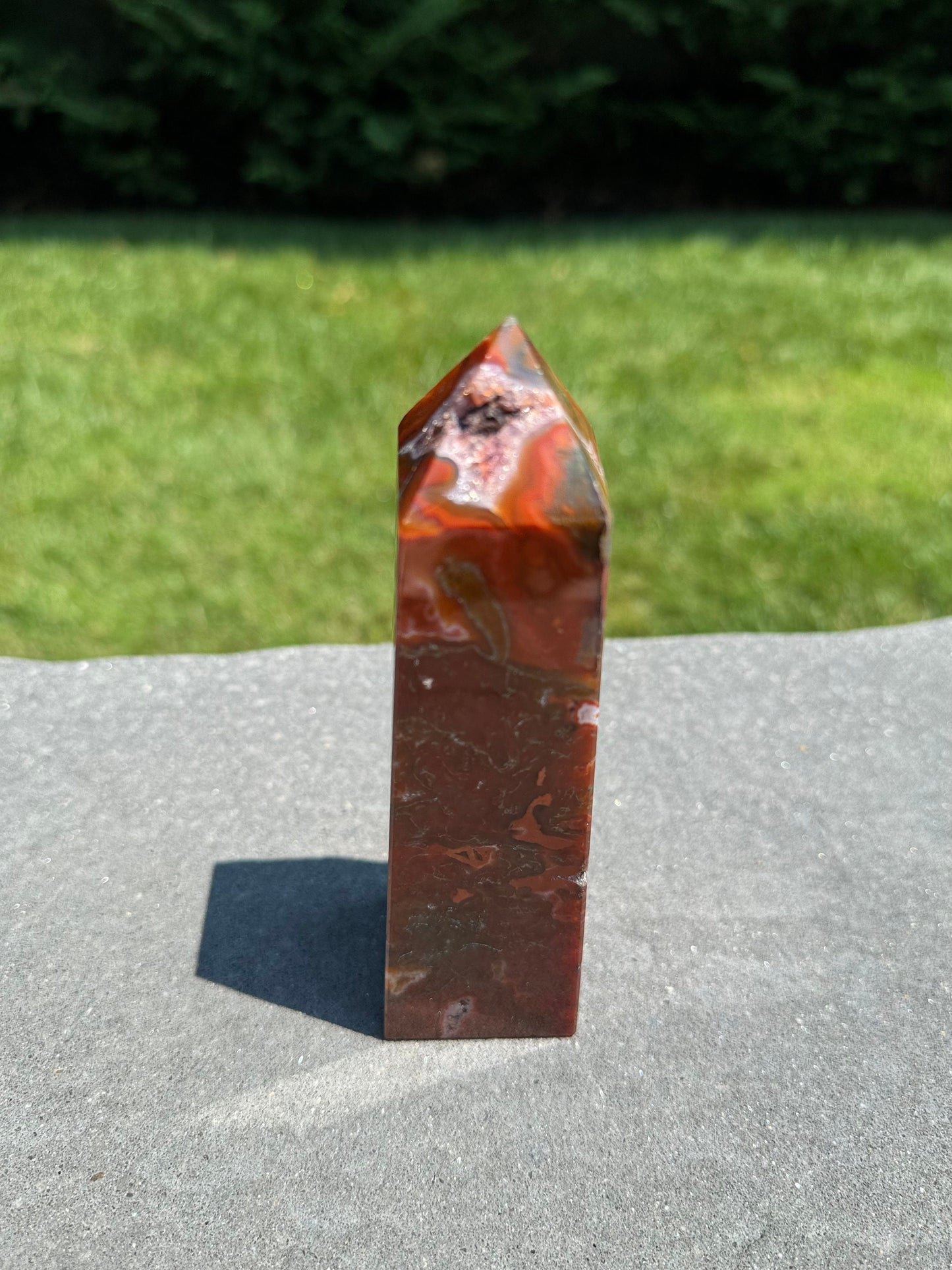 Red Moss Agate & Amethyst Tower
