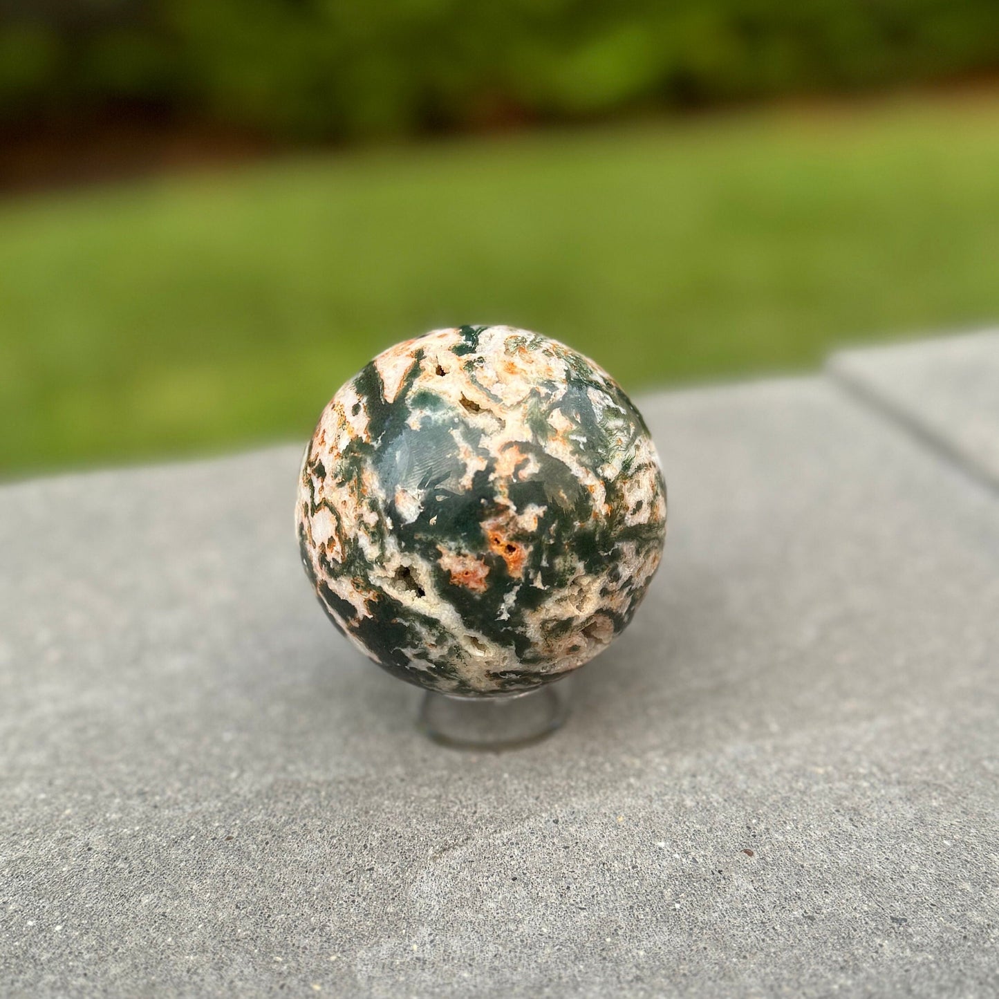 Druzy Pink & Red Moss Agate Sphere (68MM)