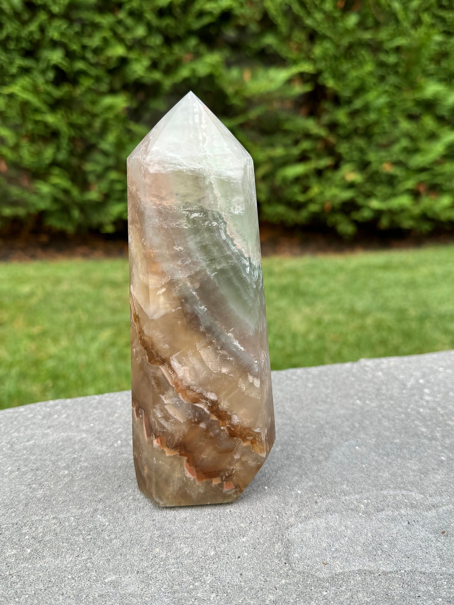 Banded Feathery Fluorite Tower (7" tall)
