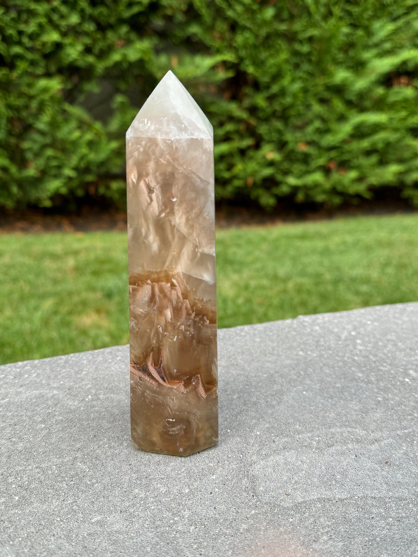 Banded Feathery Fluorite Tower (7" tall)