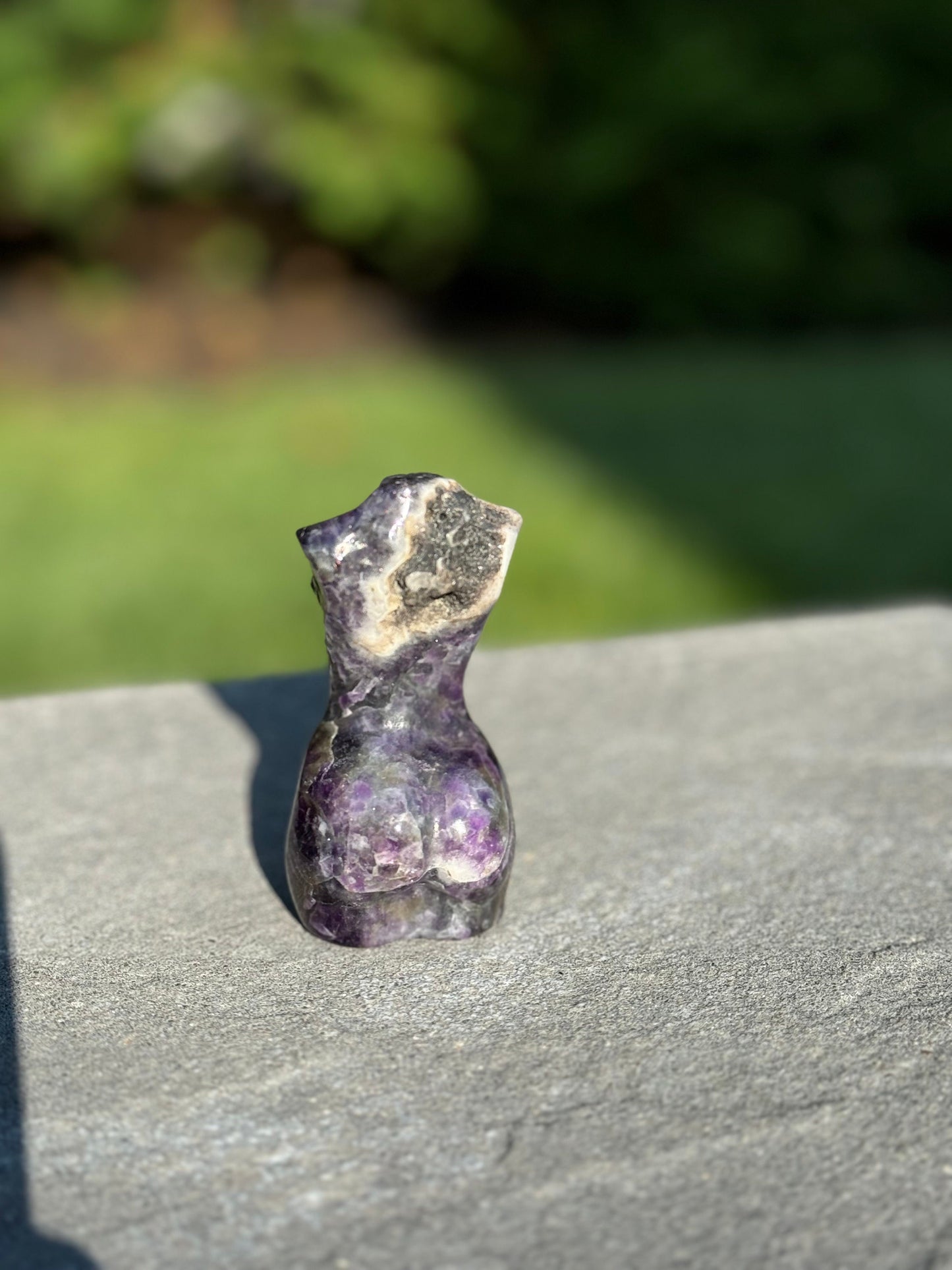 Chevron Amethyst Goddess Body Carving