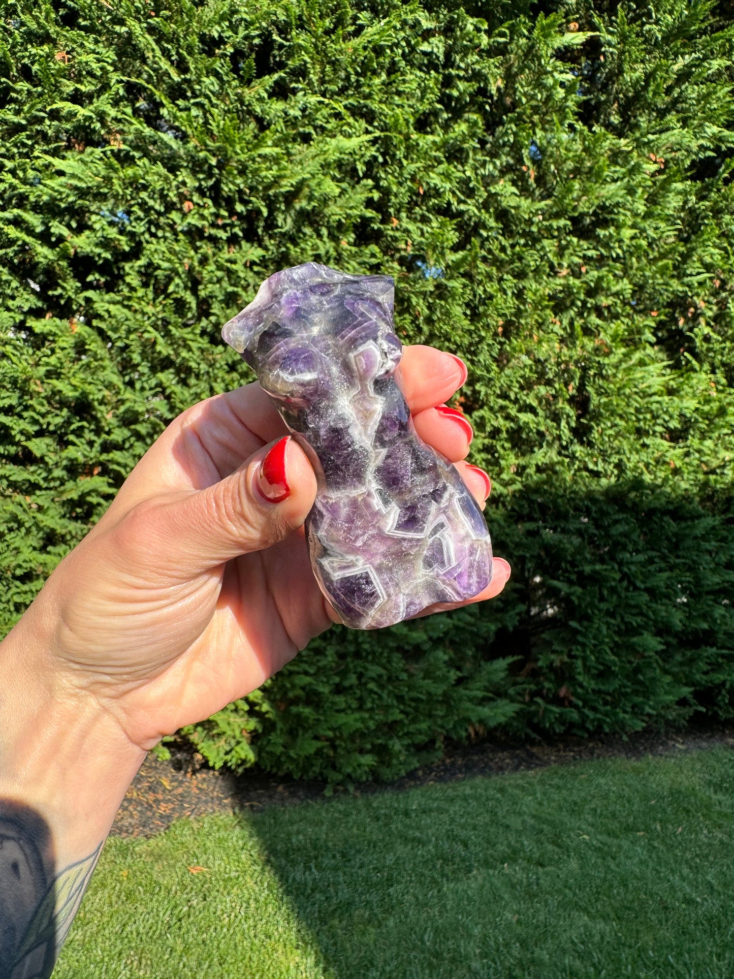 Chevron Amethyst Goddess Body Carving