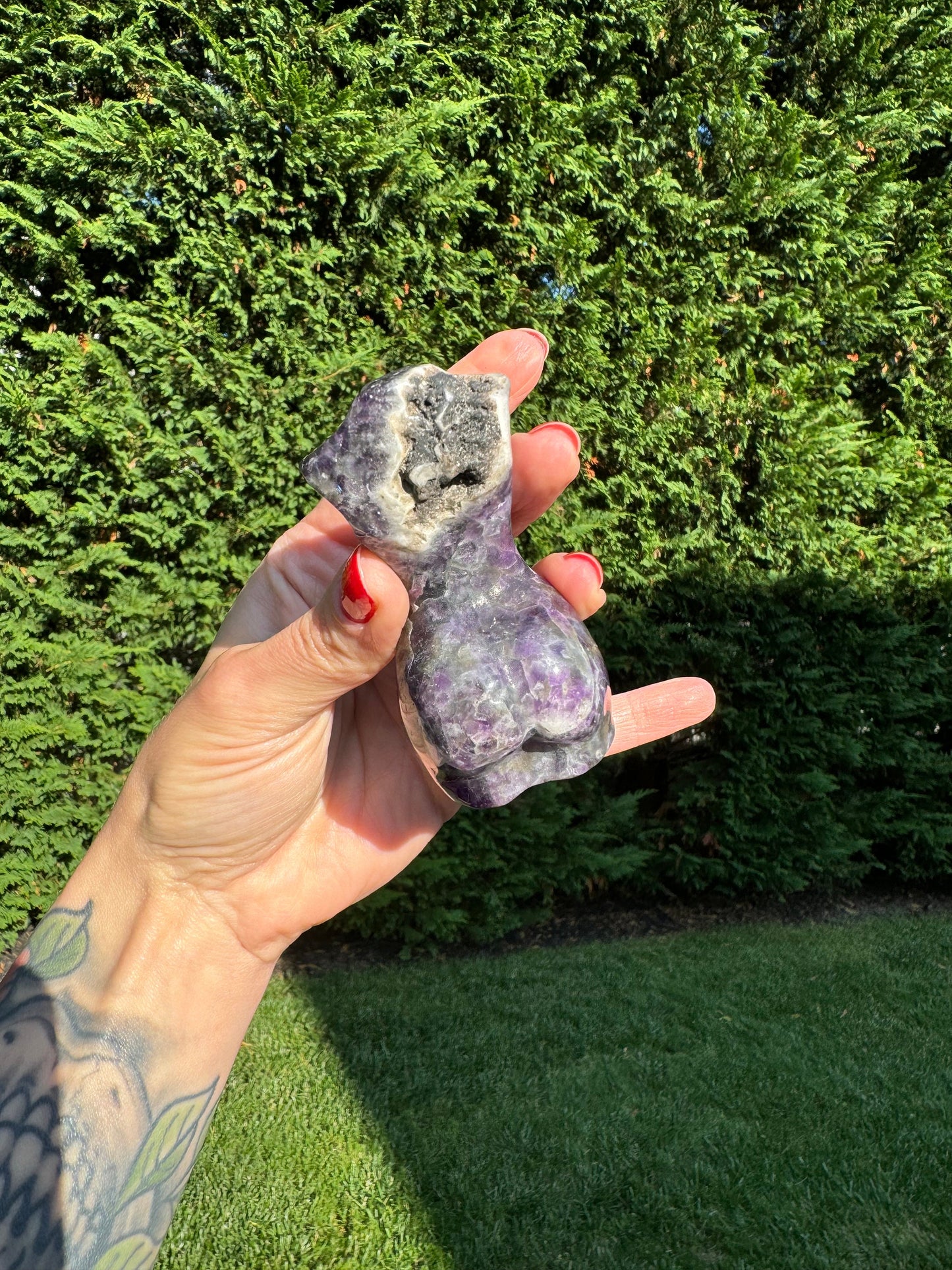 Chevron Amethyst Goddess Body Carving