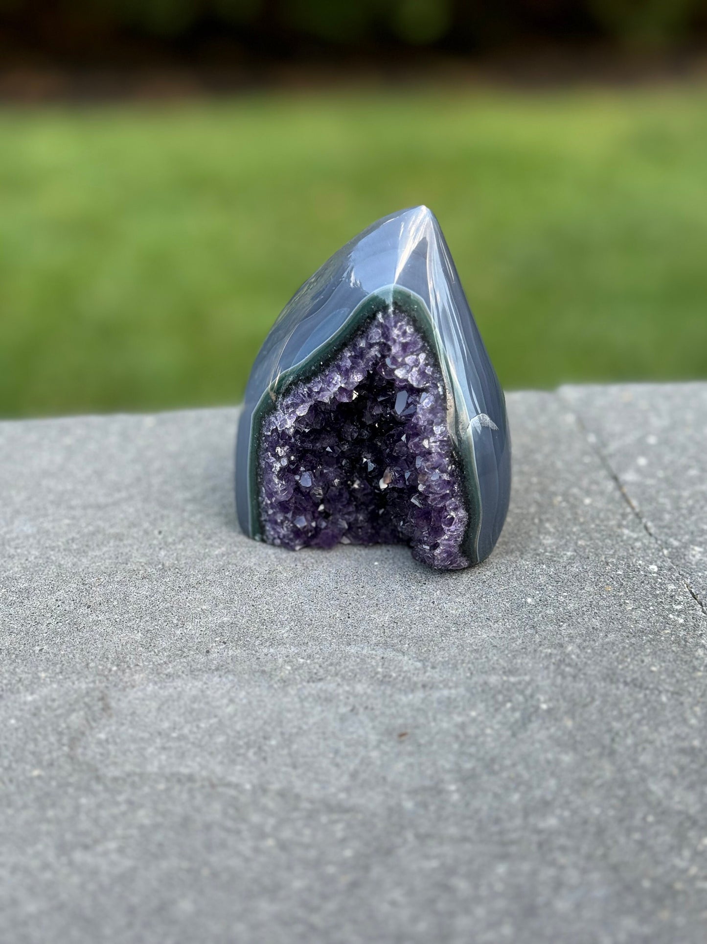 Druzy Banded Agate & Amethyst Flame