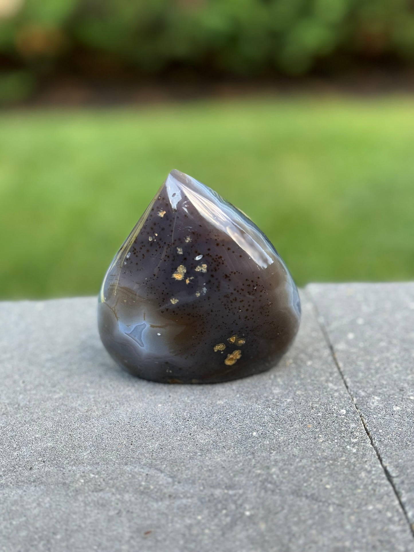 Druzy Banded Agate & Amethyst Flame